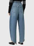 AllSaints Taylor Asymmetric Frayed Hem Jeans, Blue