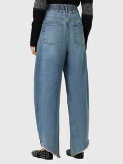 AllSaints Taylor Asymmetric Frayed Hem Jeans, Blue - view 2, Blue