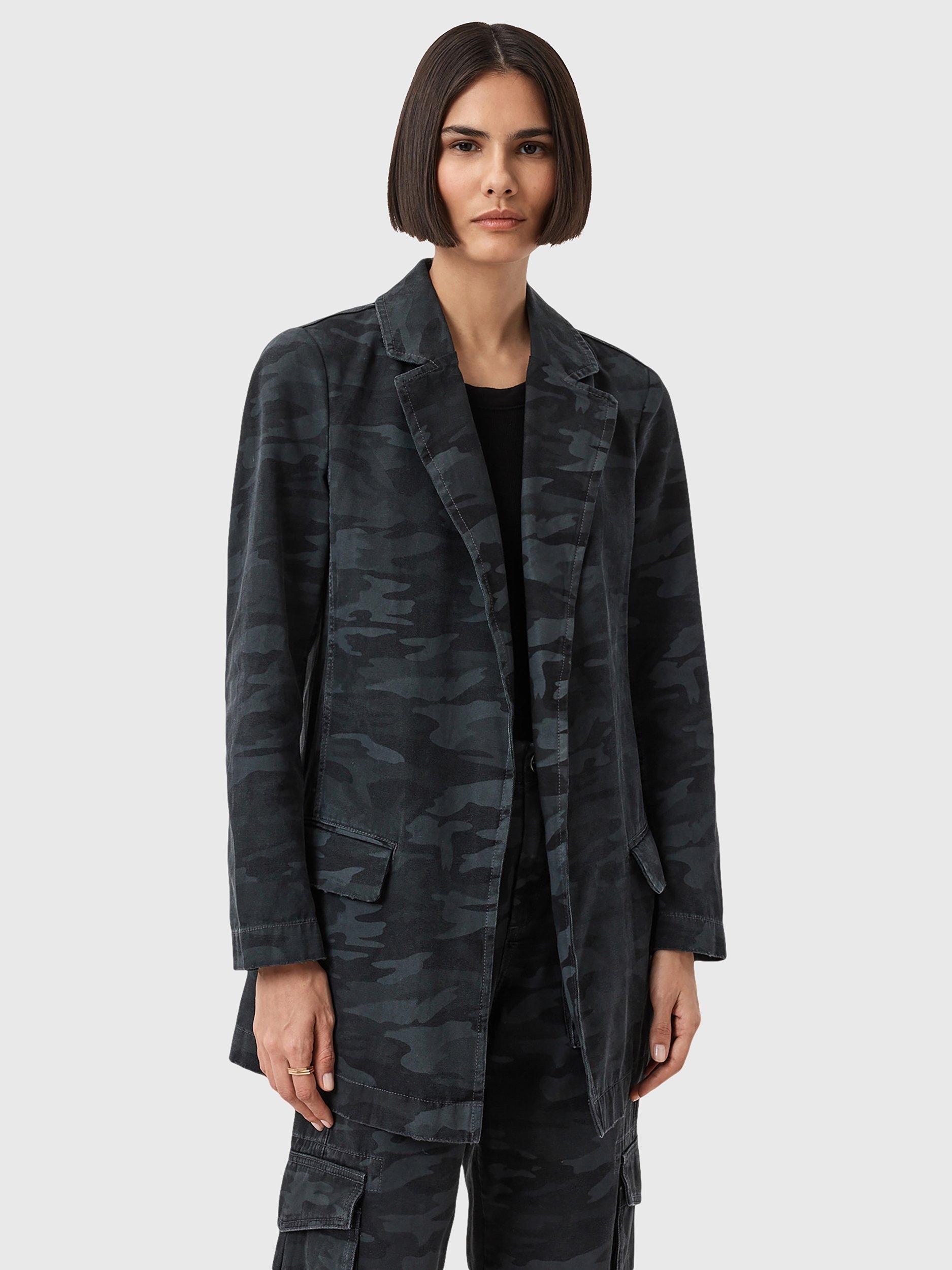 Product image 1 of 1, which shows AllSaints Aleida Denim Blazer, Blue/Multi, 6