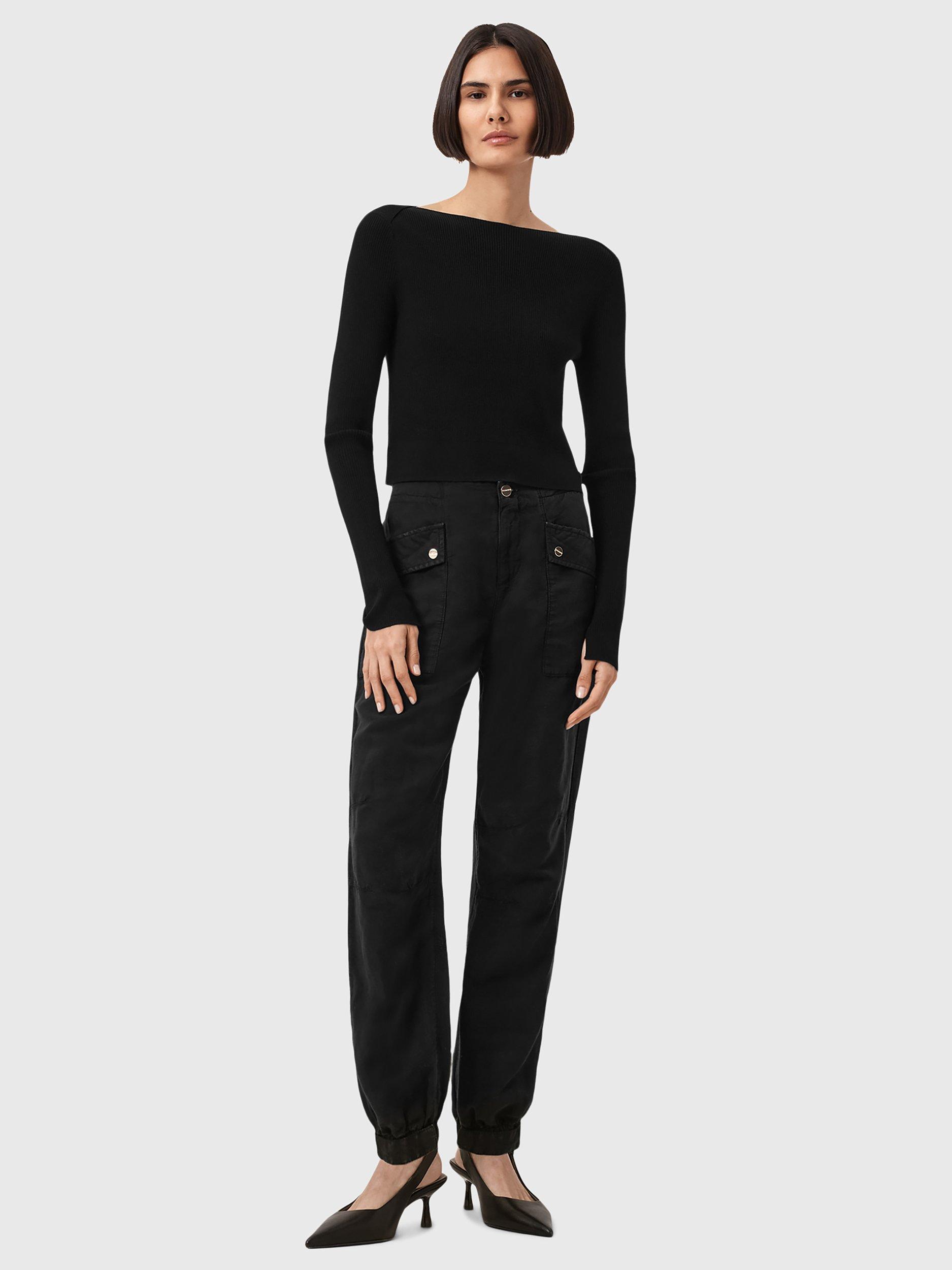 Product image 3 of 7, which shows AllSaints Val Utility Tapered Trousers, Dark Blue, 6