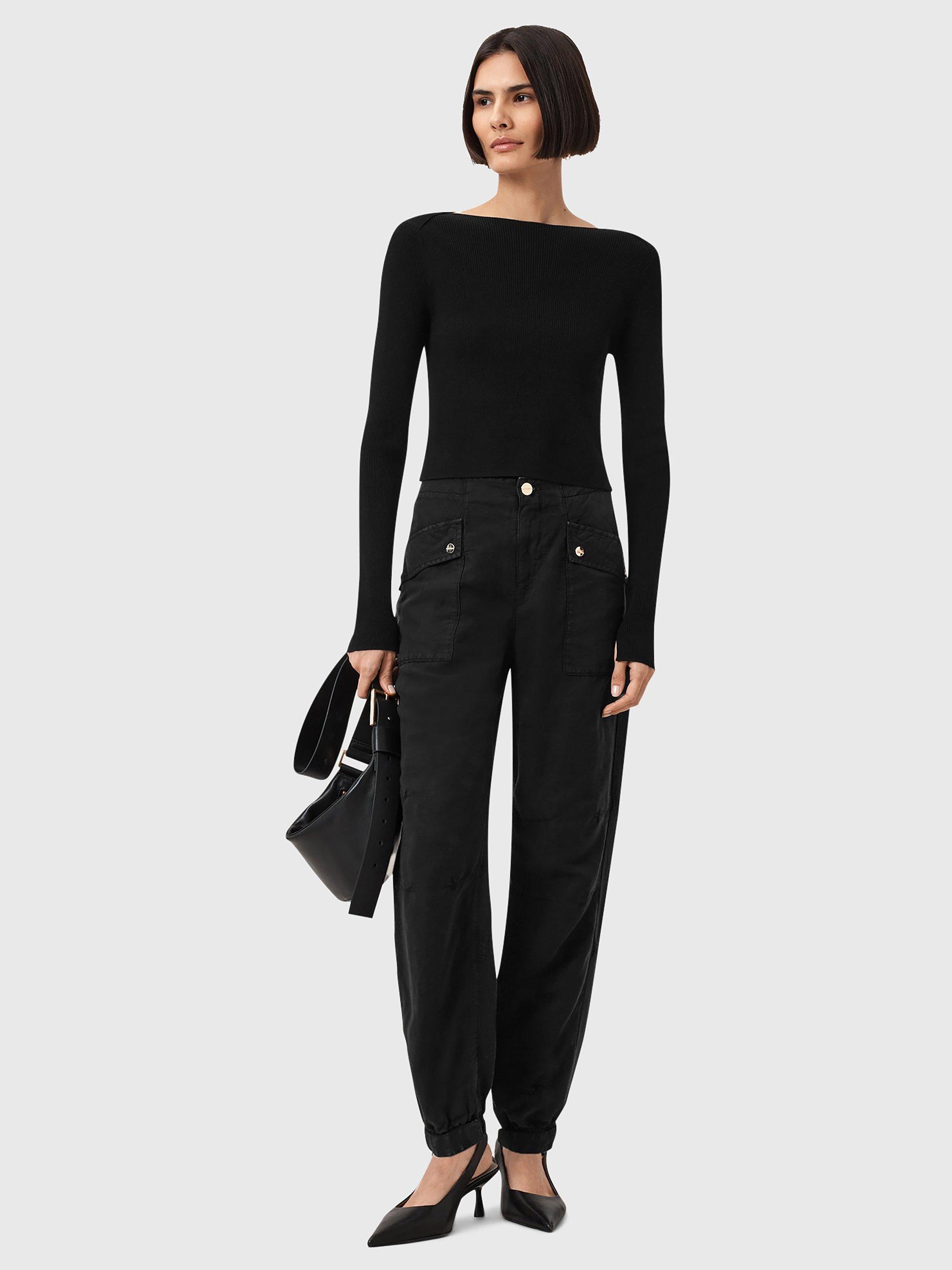 Product image 6 of 7, which shows AllSaints Val Utility Tapered Trousers, Dark Blue, 6