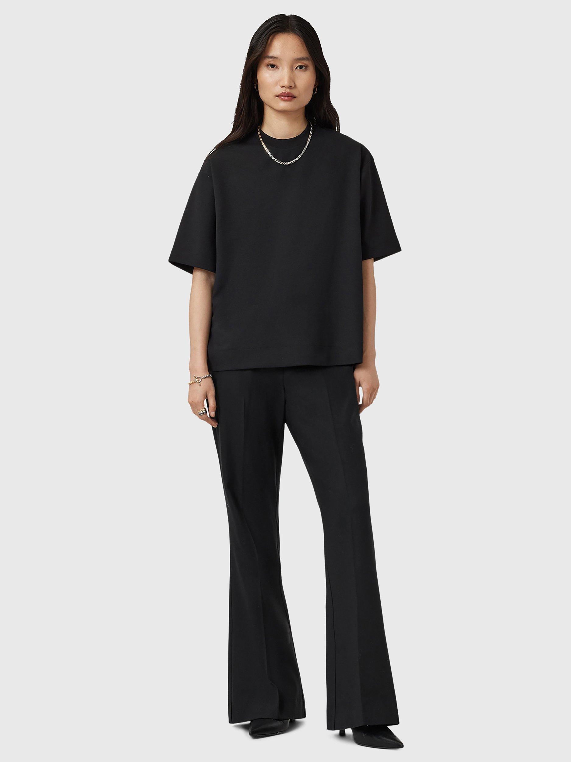 Product image 3 of 9, which shows AllSaints Dani Relaxed Fit Zip Back T-Shirt, Black, S