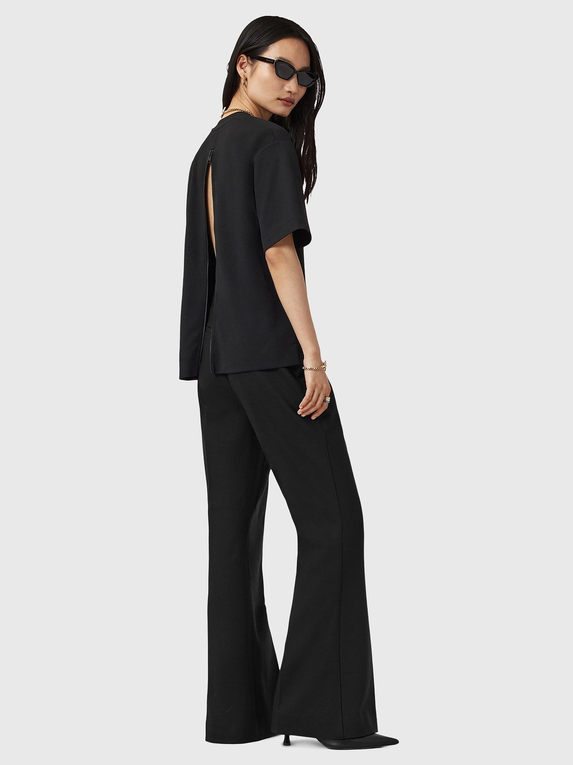 Product image 7 of 9, which shows AllSaints Dani Relaxed Fit Zip Back T-Shirt, Black, S
