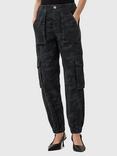 AllSaints Freda Camouflage Denim Cargo Trousers, Blue/Multi