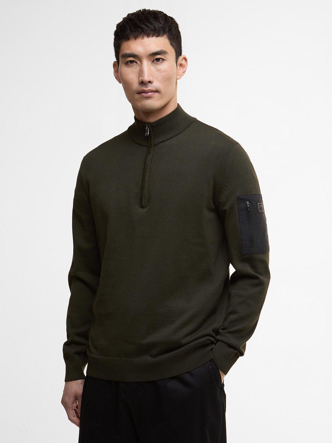 Product image 1 of 6, which shows Barbour International Blades Half-Zip Jumper, Sage, M