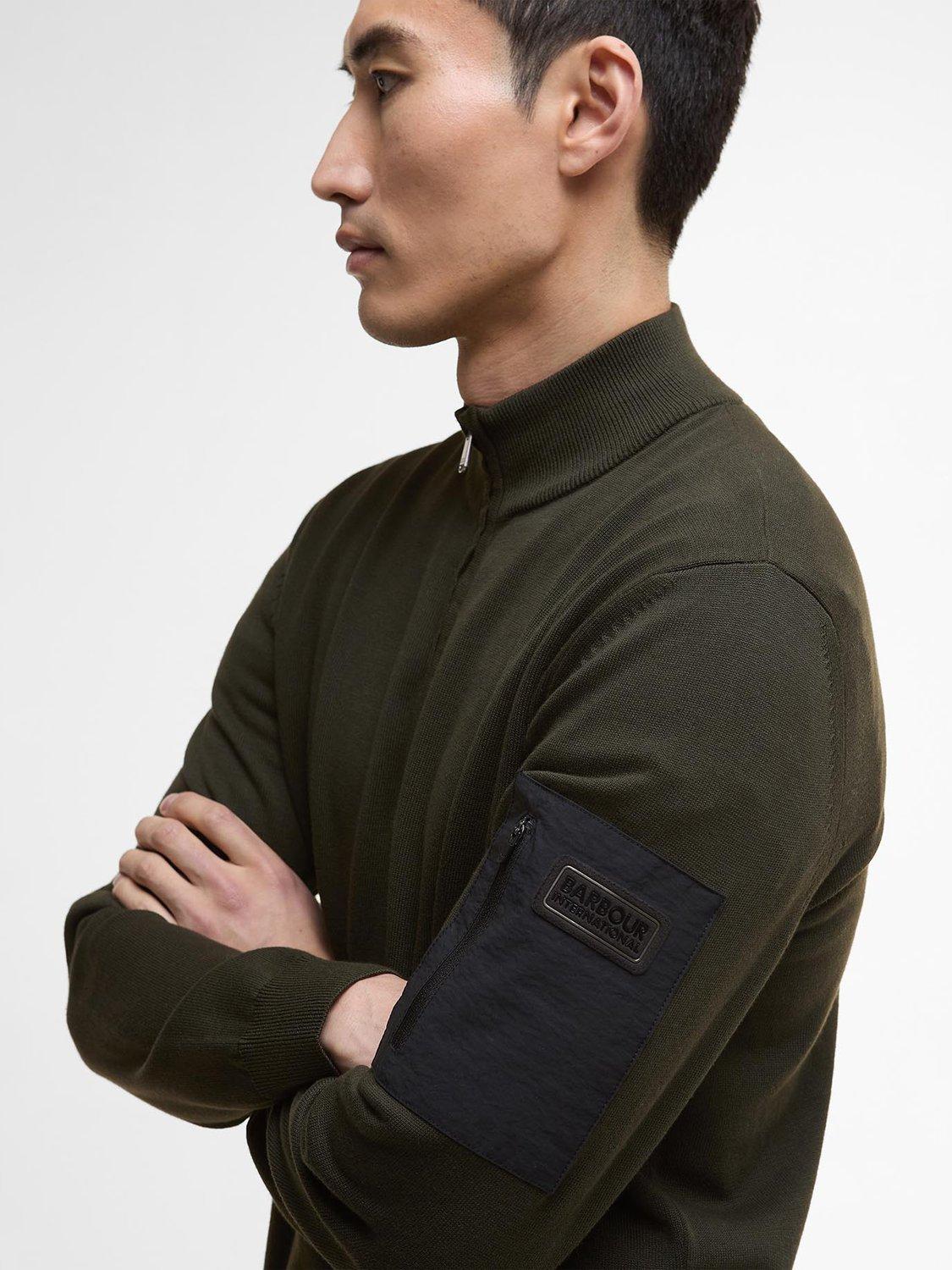 Product image 6 of 6, which shows Barbour International Blades Half-Zip Jumper, Sage, M
