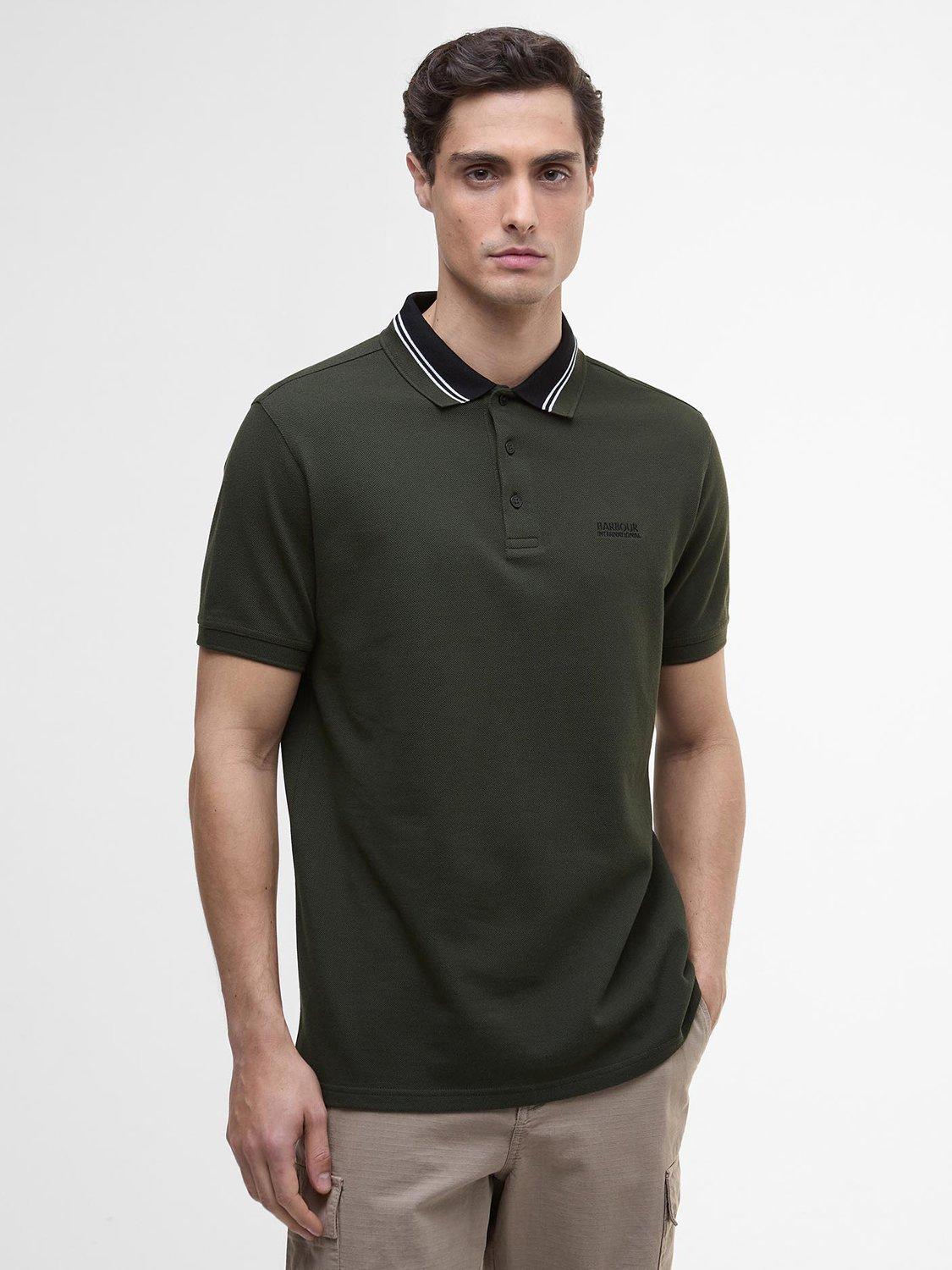 Product image 1 of 6, which shows Barbour International Bruce Tipped Polo Shirt, Sage, XXXL