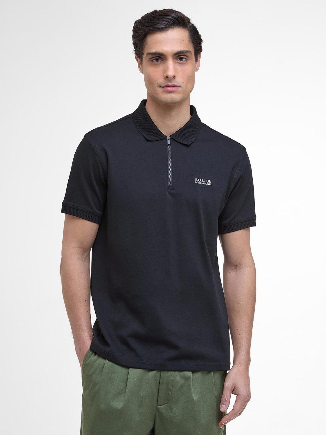 Product image 1 of 6, which shows Barbour International Innes Interlock Polo Shirt, Black, S