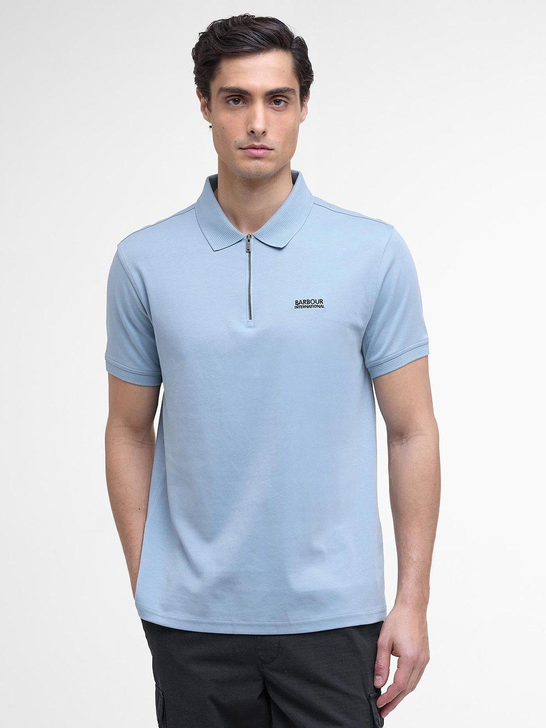 Product image 1 of 6, which shows Barbour International Innes Interlock Polo Shirt, Cool Blue, S