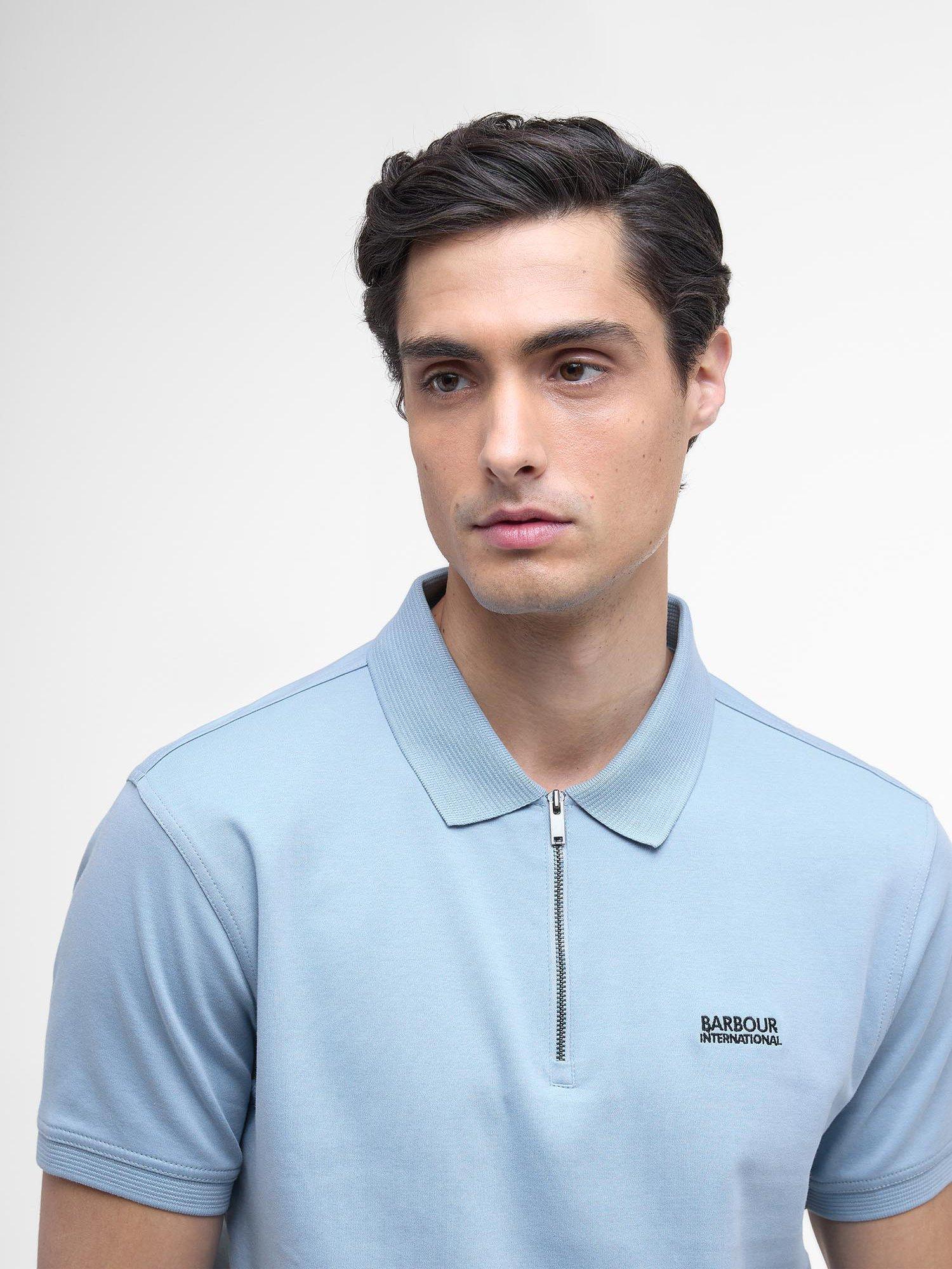 Product image 5 of 6, which shows Barbour International Innes Interlock Polo Shirt, Cool Blue, S