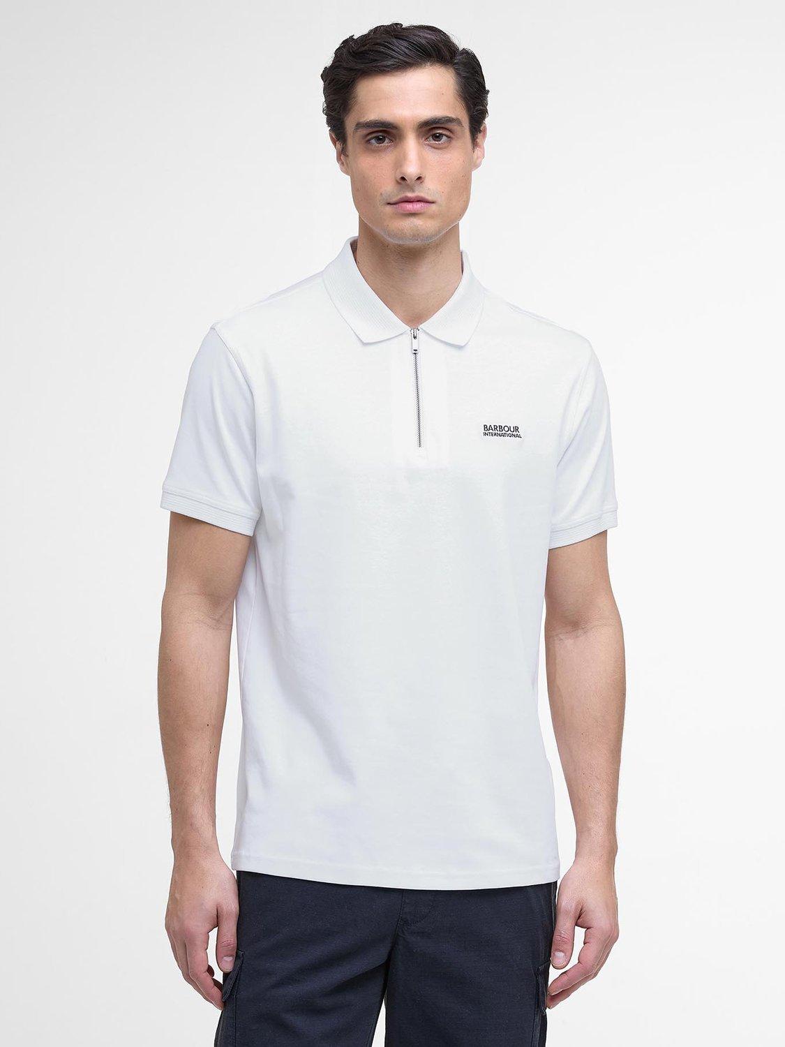 Product image 1 of 6, which shows Barbour International Innes Interlock Polo Shirt, White, S