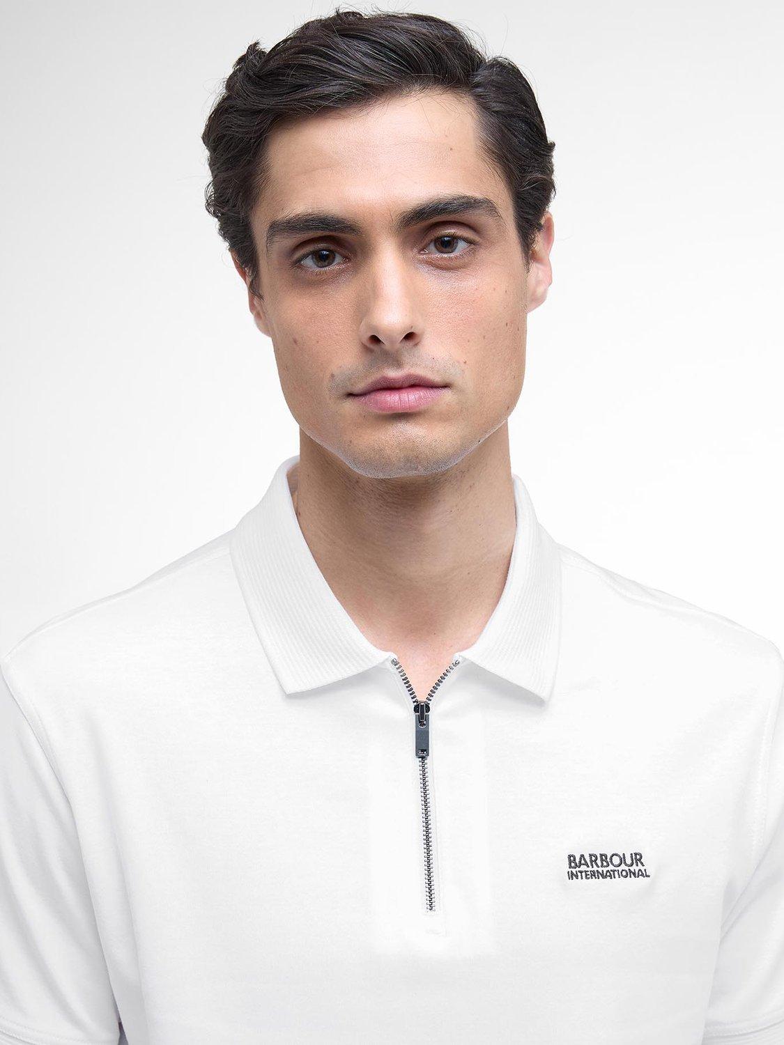 Product image 5 of 6, which shows Barbour International Innes Interlock Polo Shirt, White, S