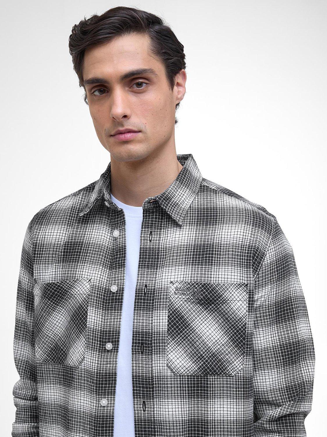 Product image 3 of 6, which shows Barbour International Ashby Check Cotton Shirt, Black, L