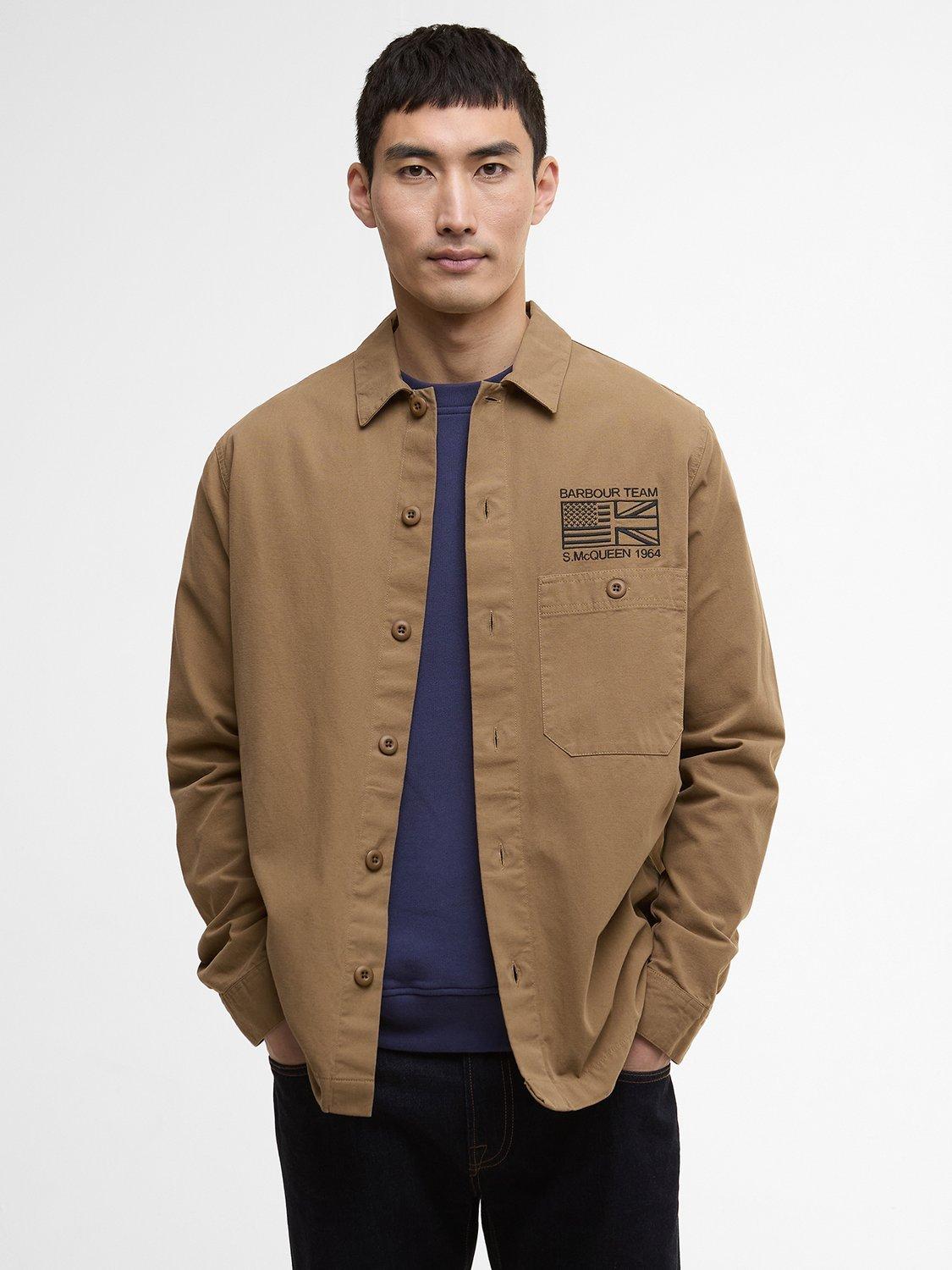 Product image 1 of 7, which shows Barbour International Jacks Overshirt, Sandstone, S