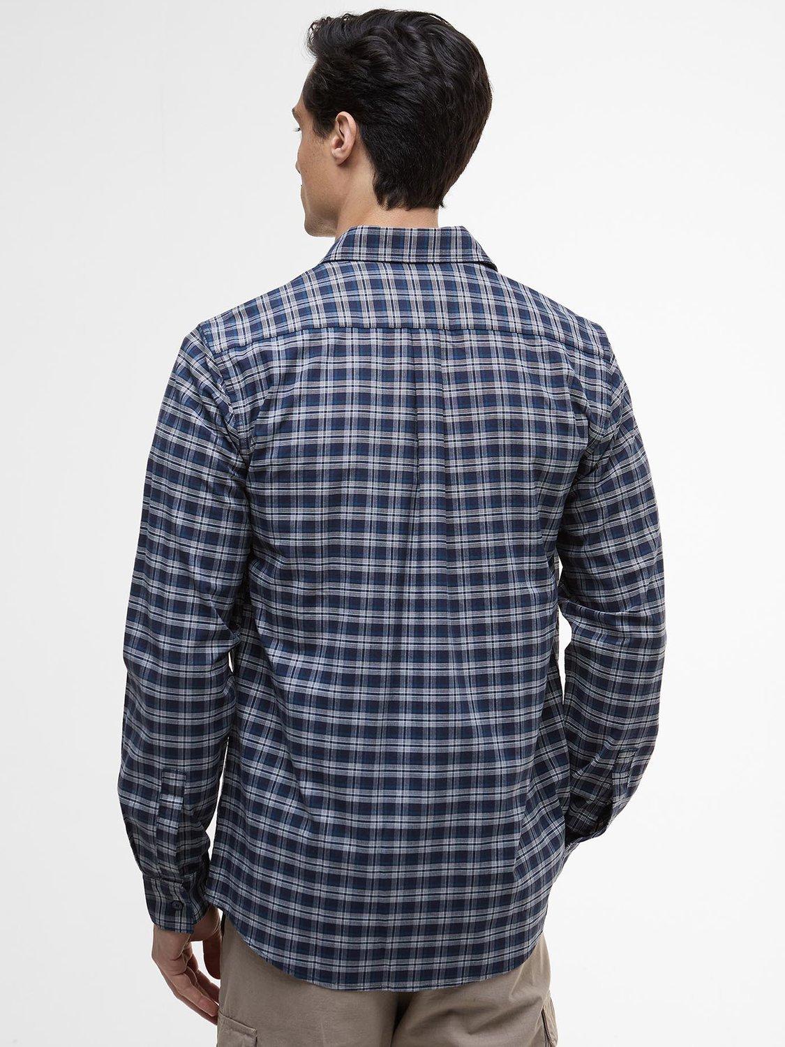 Product image 2 of 6, which shows Barbour International Hawks Check Cotton Blend Shirt, Navy, XXXL