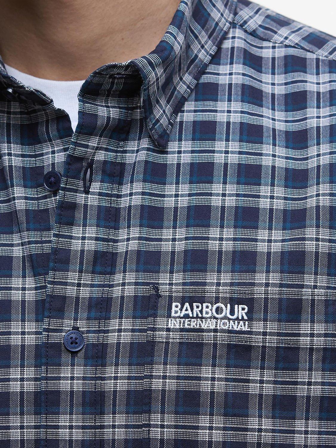 Product image 4 of 6, which shows Barbour International Hawks Check Cotton Blend Shirt, Navy, XXXL