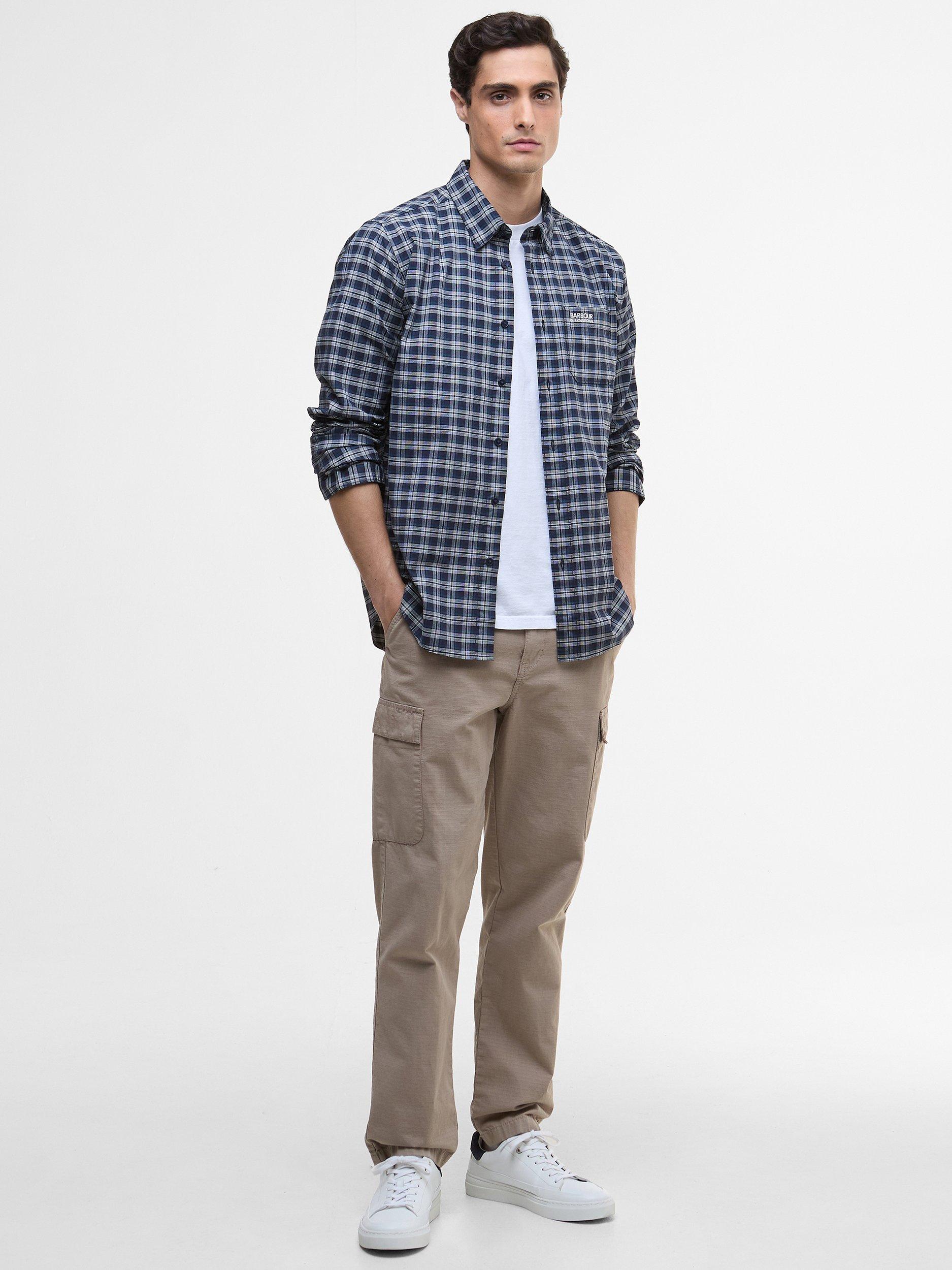 Product image 5 of 6, which shows Barbour International Hawks Check Cotton Blend Shirt, Navy, XXXL