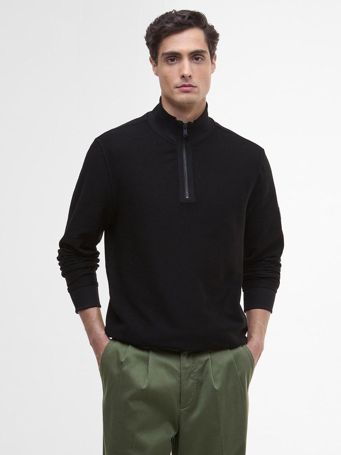 Product image 1 of 6, which shows Barbour International Samuel Half Zip Cotton Sweatshirt, Black, XXXL