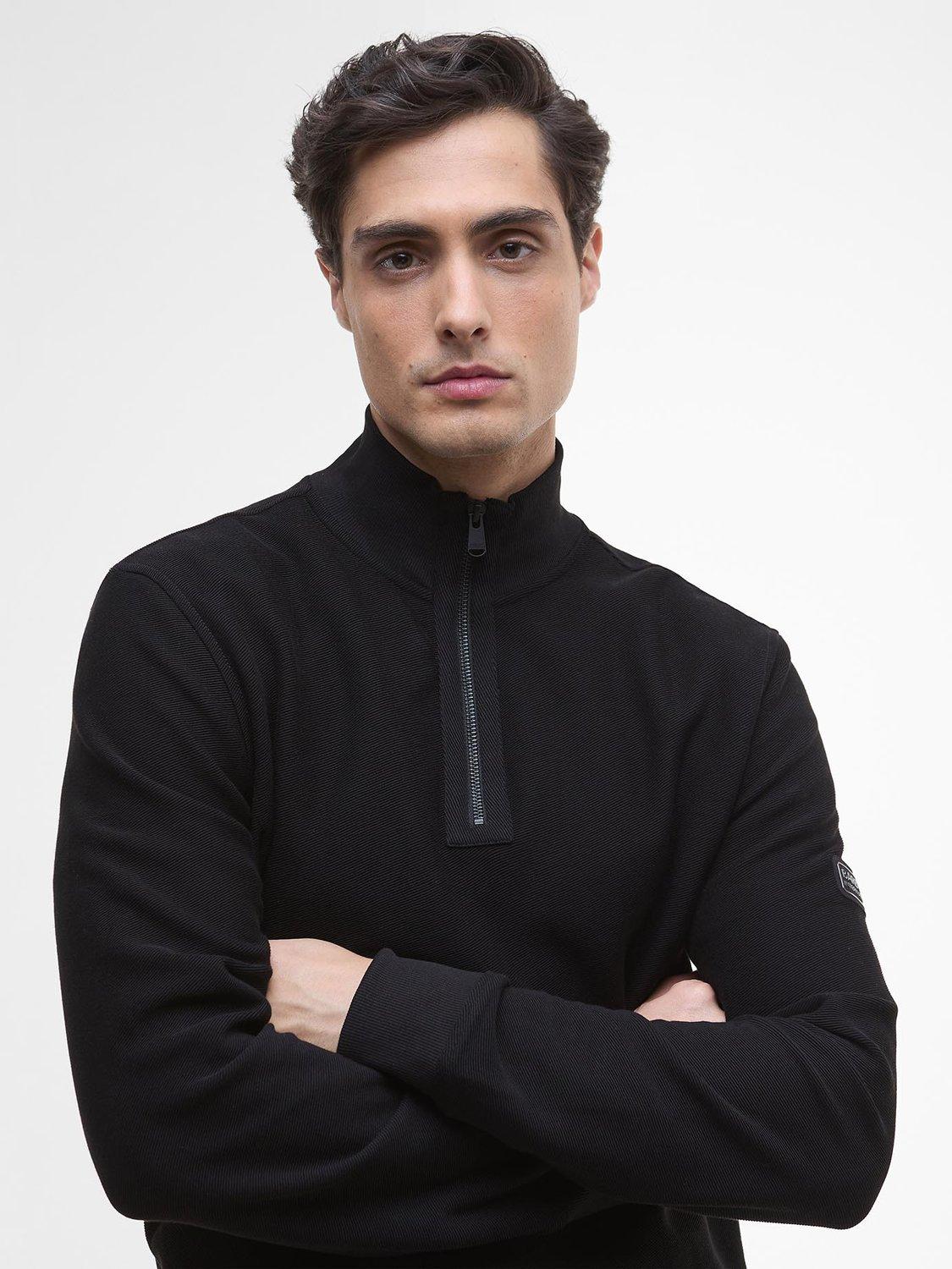 Product image 5 of 6, which shows Barbour International Samuel Half Zip Cotton Sweatshirt, Black, XXXL