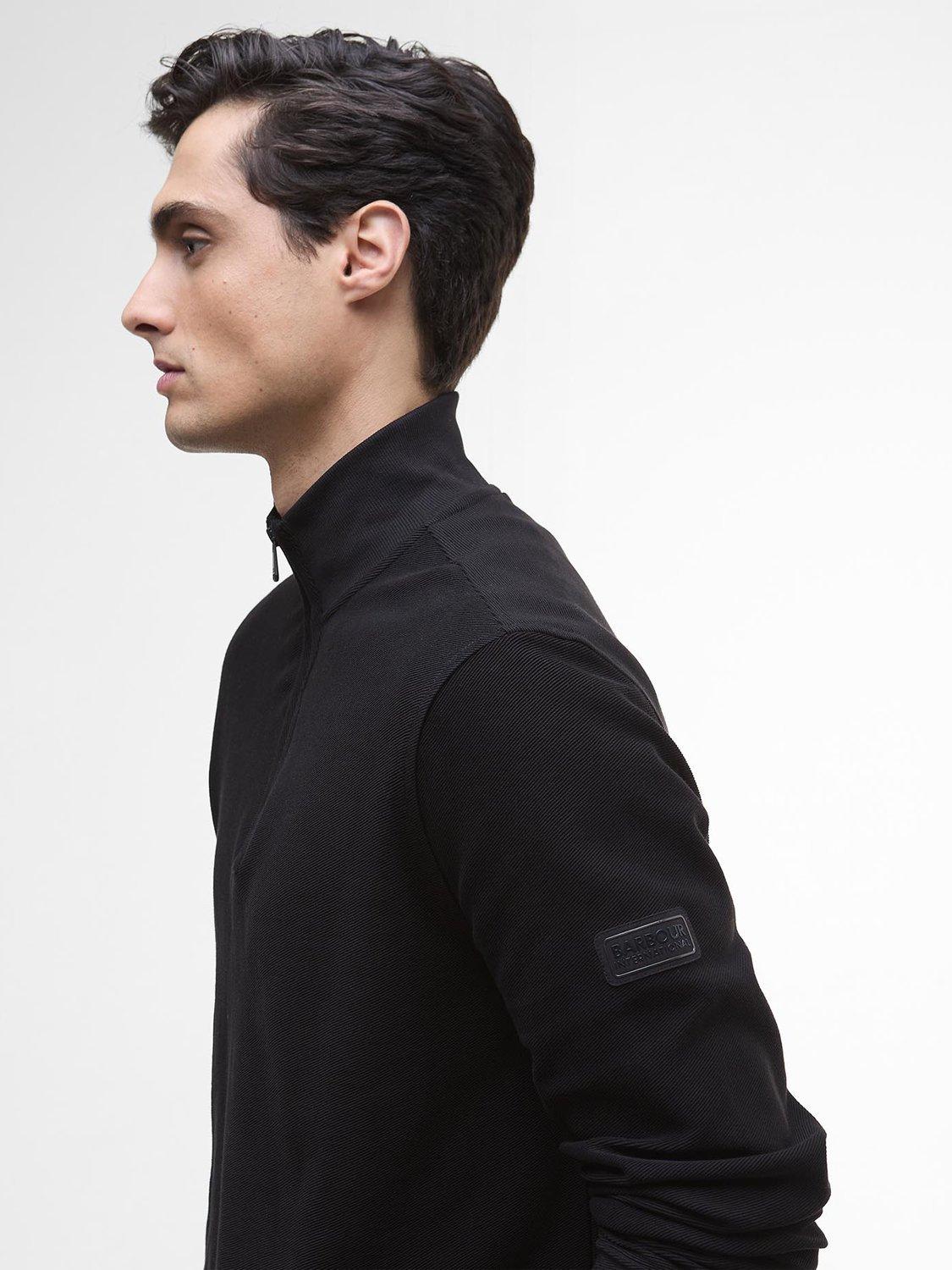 Product image 6 of 6, which shows Barbour International Samuel Half Zip Cotton Sweatshirt, Black, XXXL