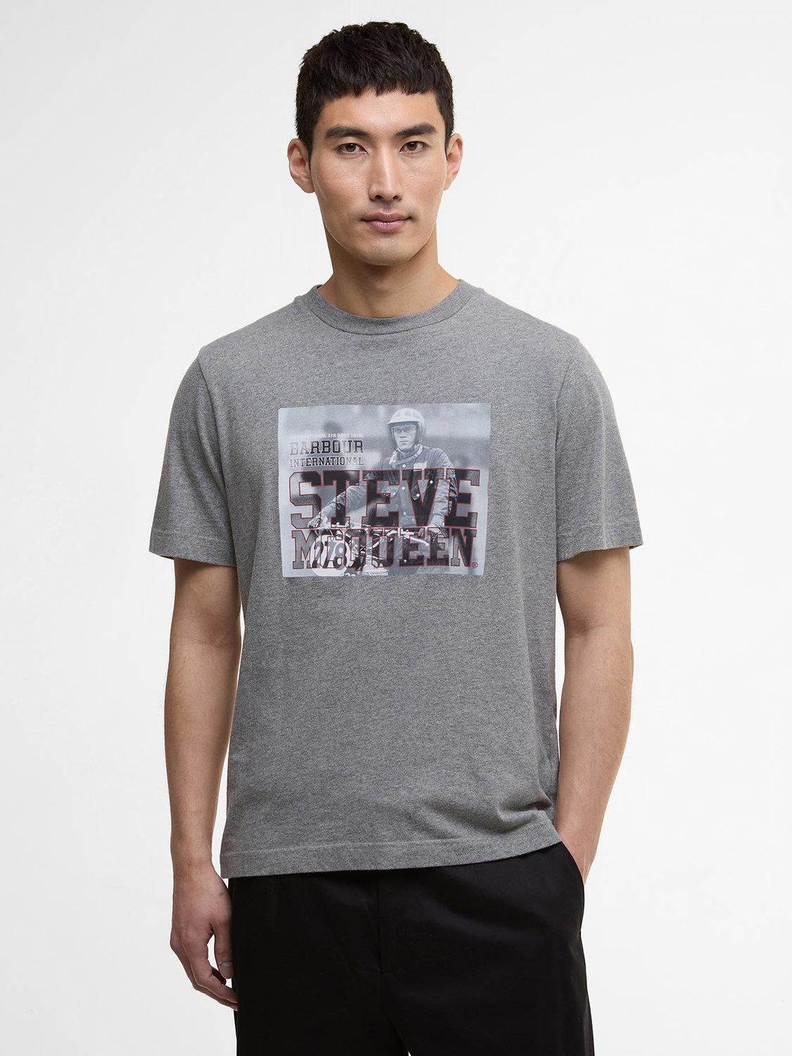 Product image 1 of 5, which shows Barbour International Scape Graphic T-Shirt, Anthracite Marl, L