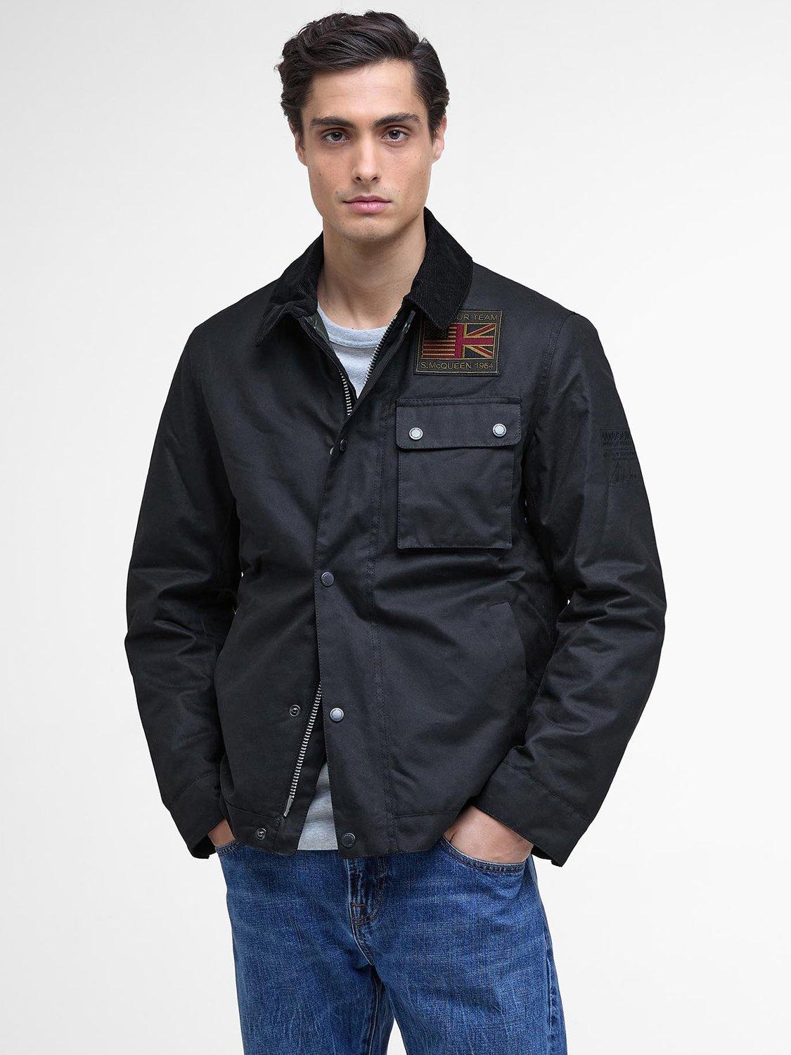 Product image 1 of 7, which shows Barbour International Workers Wax Cotton Jacket, Black, M