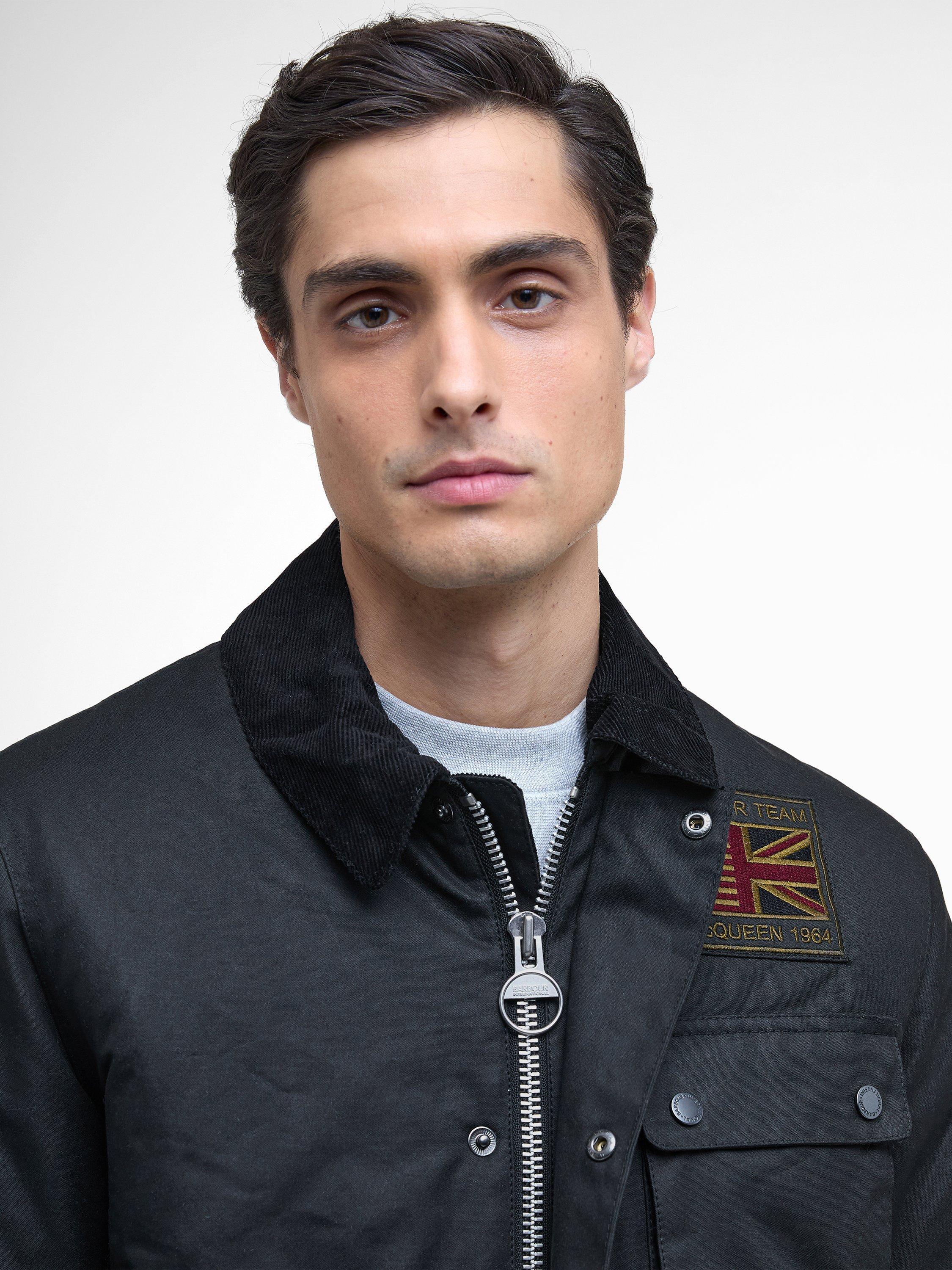 Product image 3 of 7, which shows Barbour International Workers Wax Cotton Jacket, Black, M
