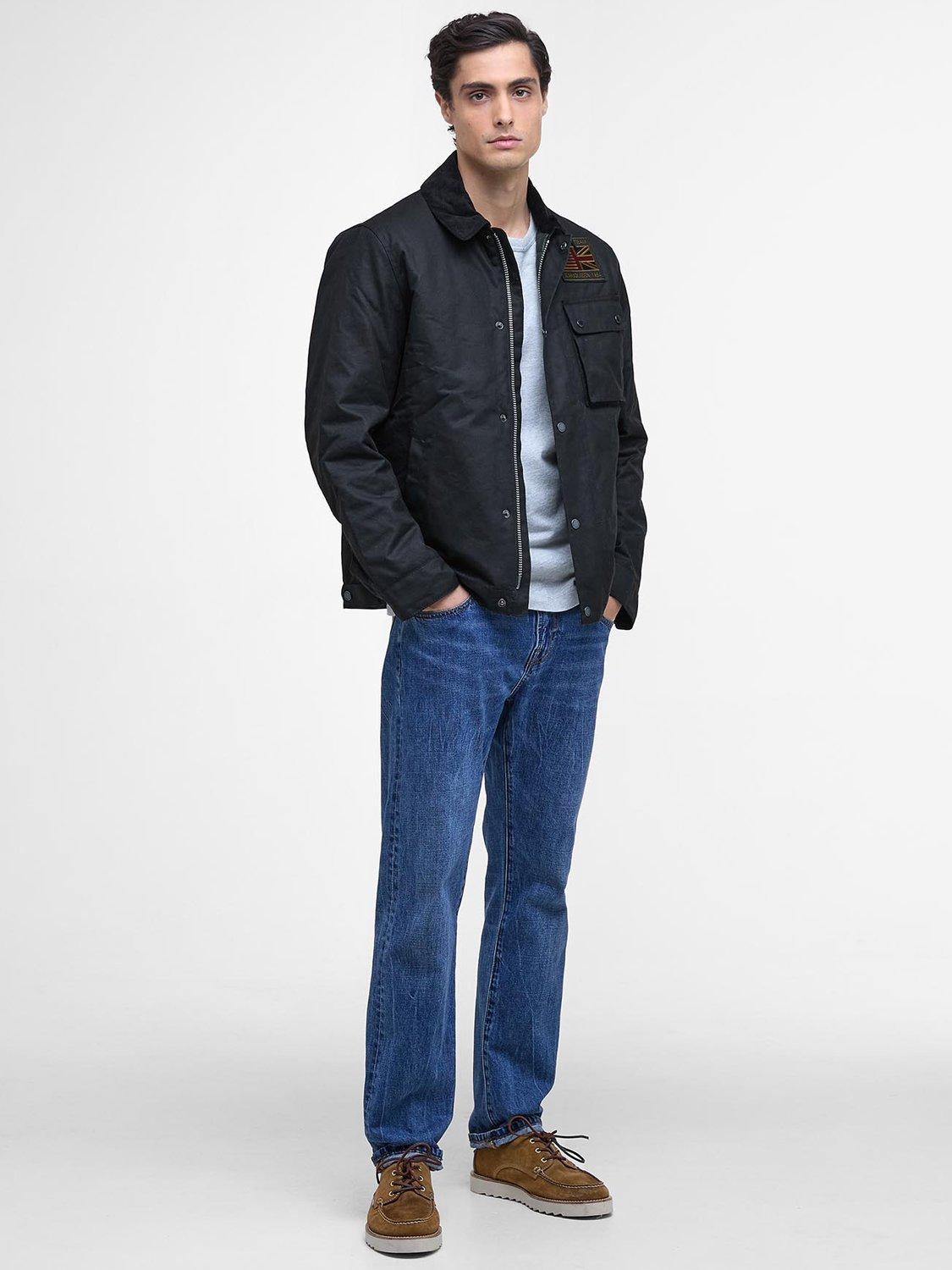 Product image 6 of 7, which shows Barbour International Workers Wax Cotton Jacket, Black, M