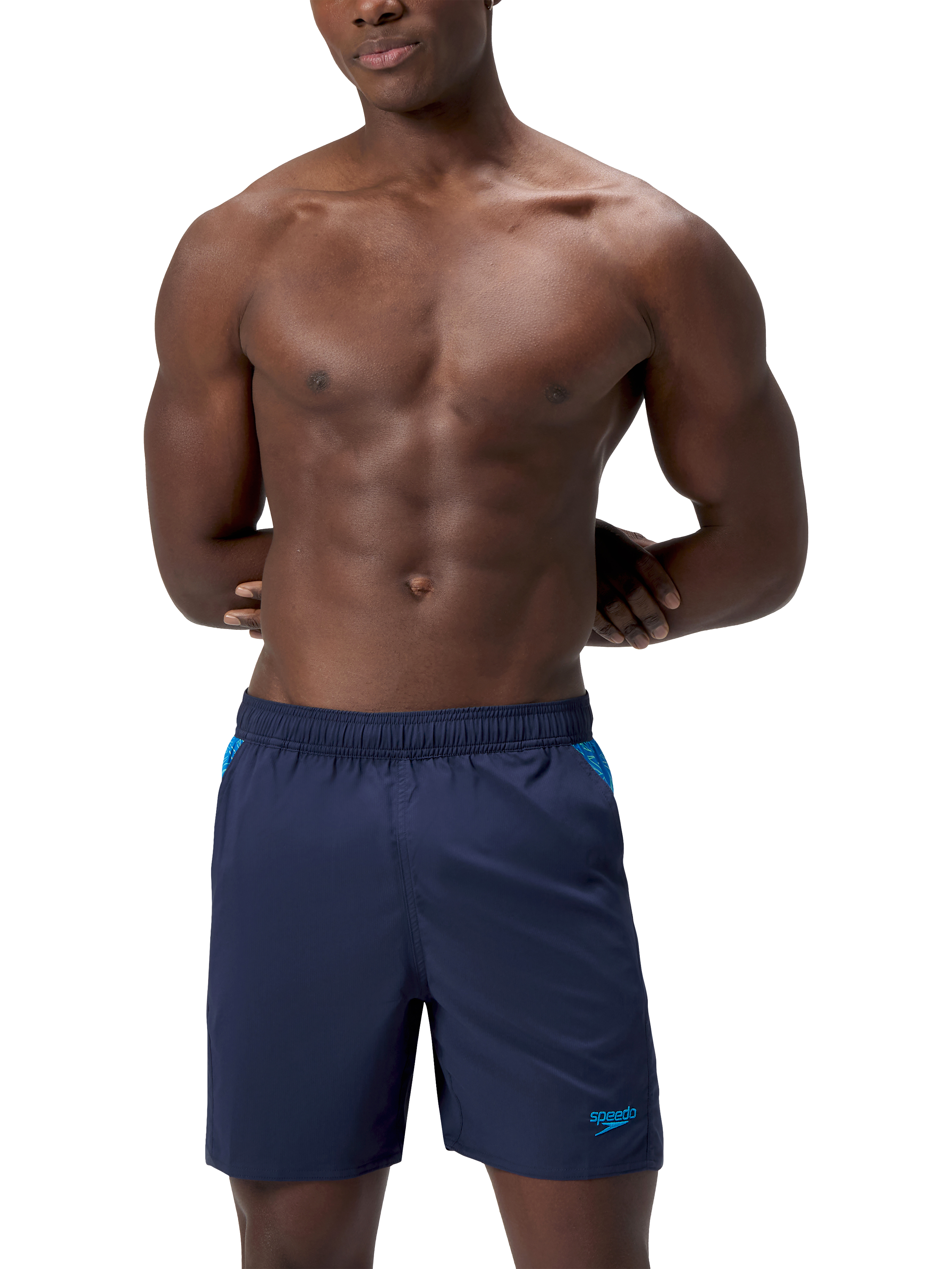 Product image 1 of 5, which shows Speedo HyperBoom Xpress Lite Swim Shorts, Navy/ Blue, S