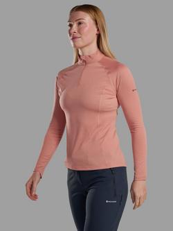 Montane Women's Dart Zip Neck Long Sleeve T-Shirt, Pink Clay
