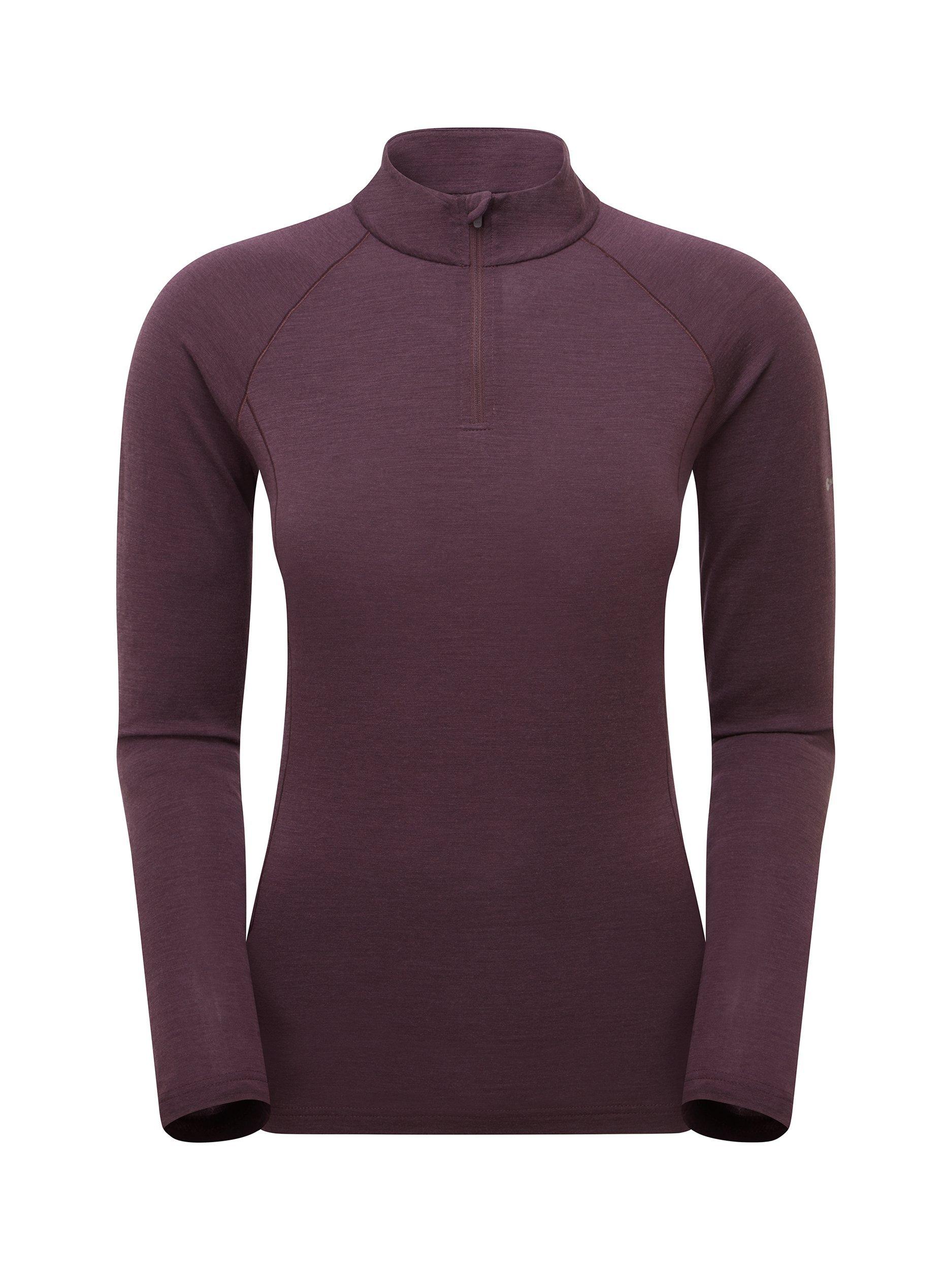 Product image 3 of 6, which shows Montane Malli Zip Merino Wool Rich Top, Mulberry, 8