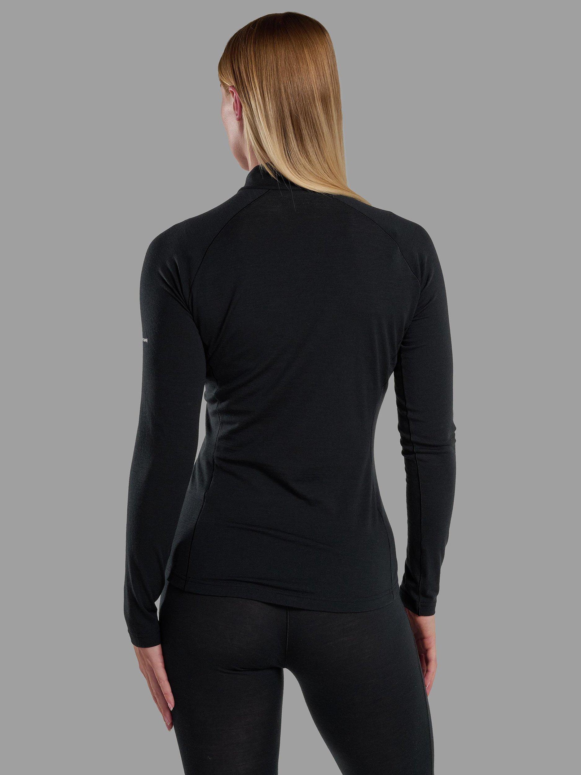 Product image 2 of 6, which shows Montane Malli Zip Merino Wool Rich Top, Black, 8