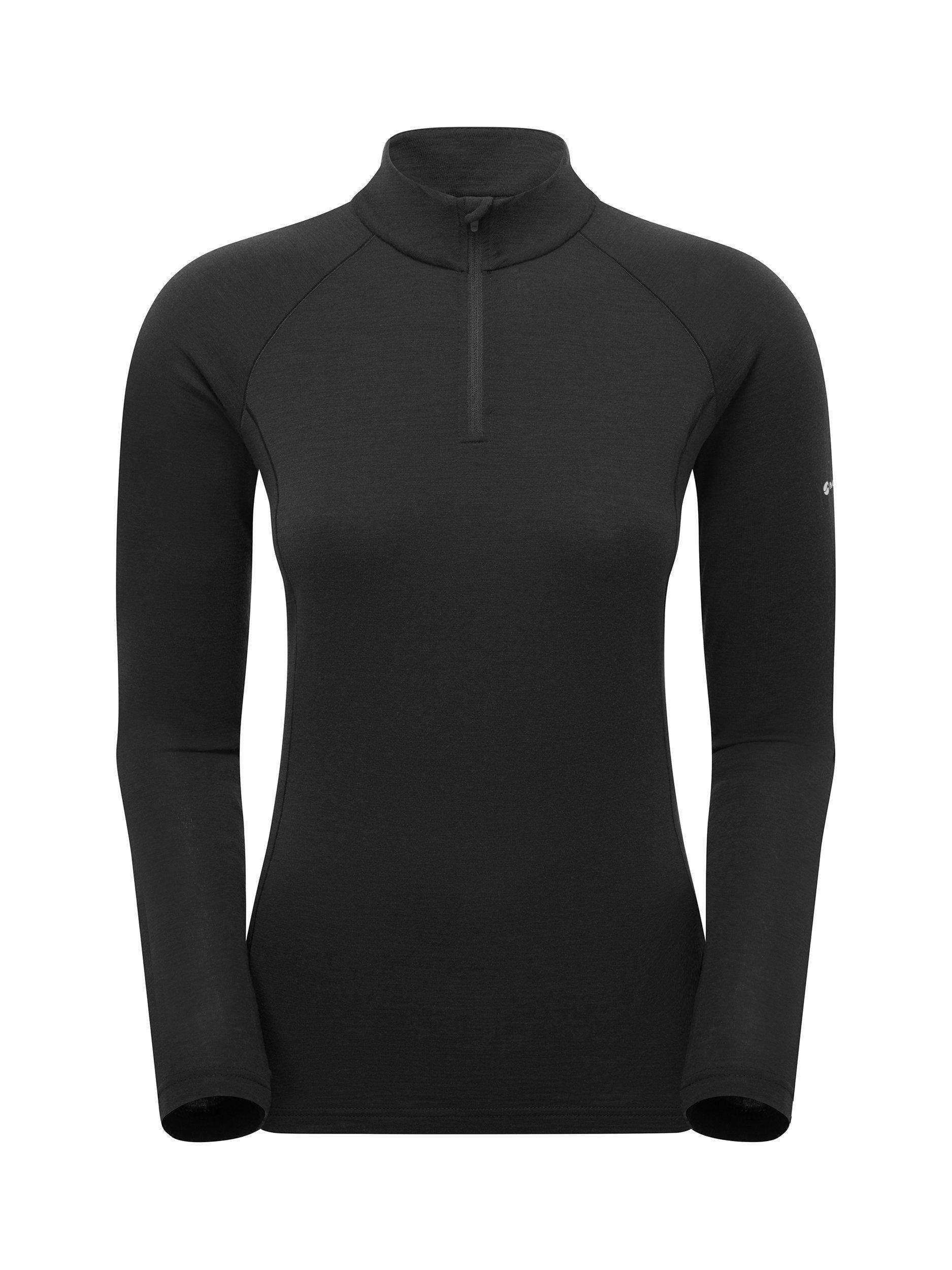 Product image 3 of 6, which shows Montane Malli Zip Merino Wool Rich Top, Black, 8