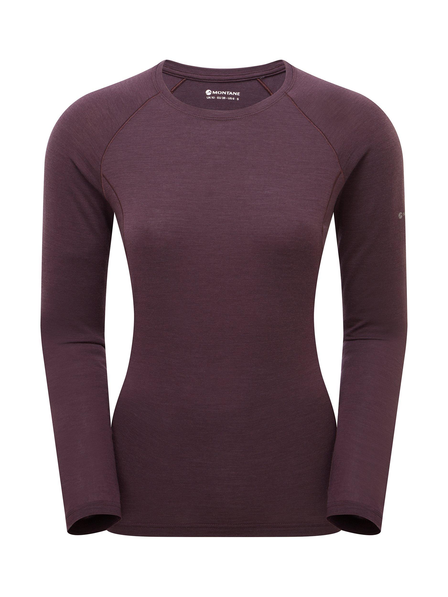 Product image 3 of 5, which shows Montane Malli Merino Wool Rich Long Sleeve Top, Mulberry, 8