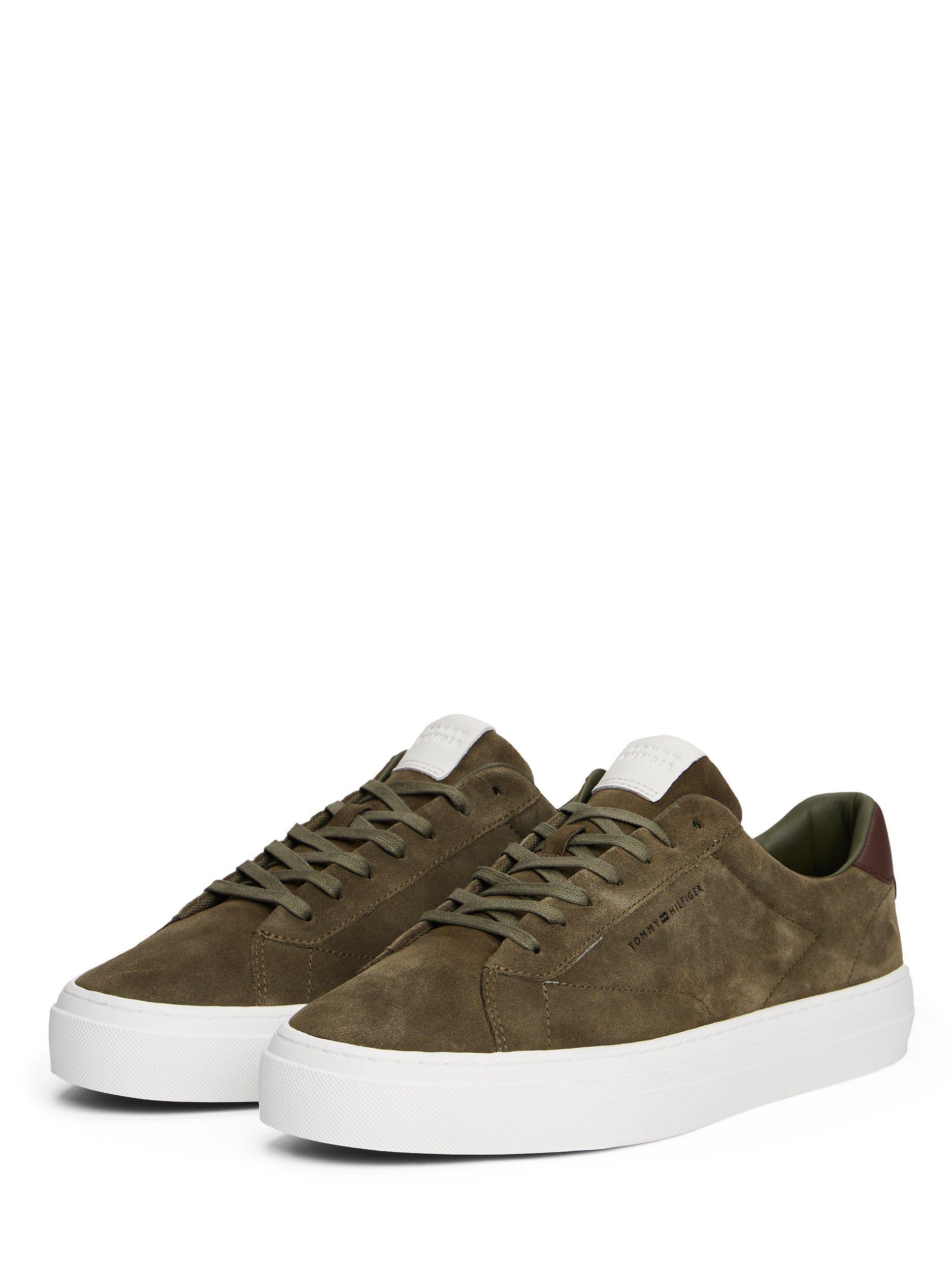 Product image 2 of 6, which shows Tommy Hilfiger Lace Up Suede Trainers, Army Green, 6|6.5