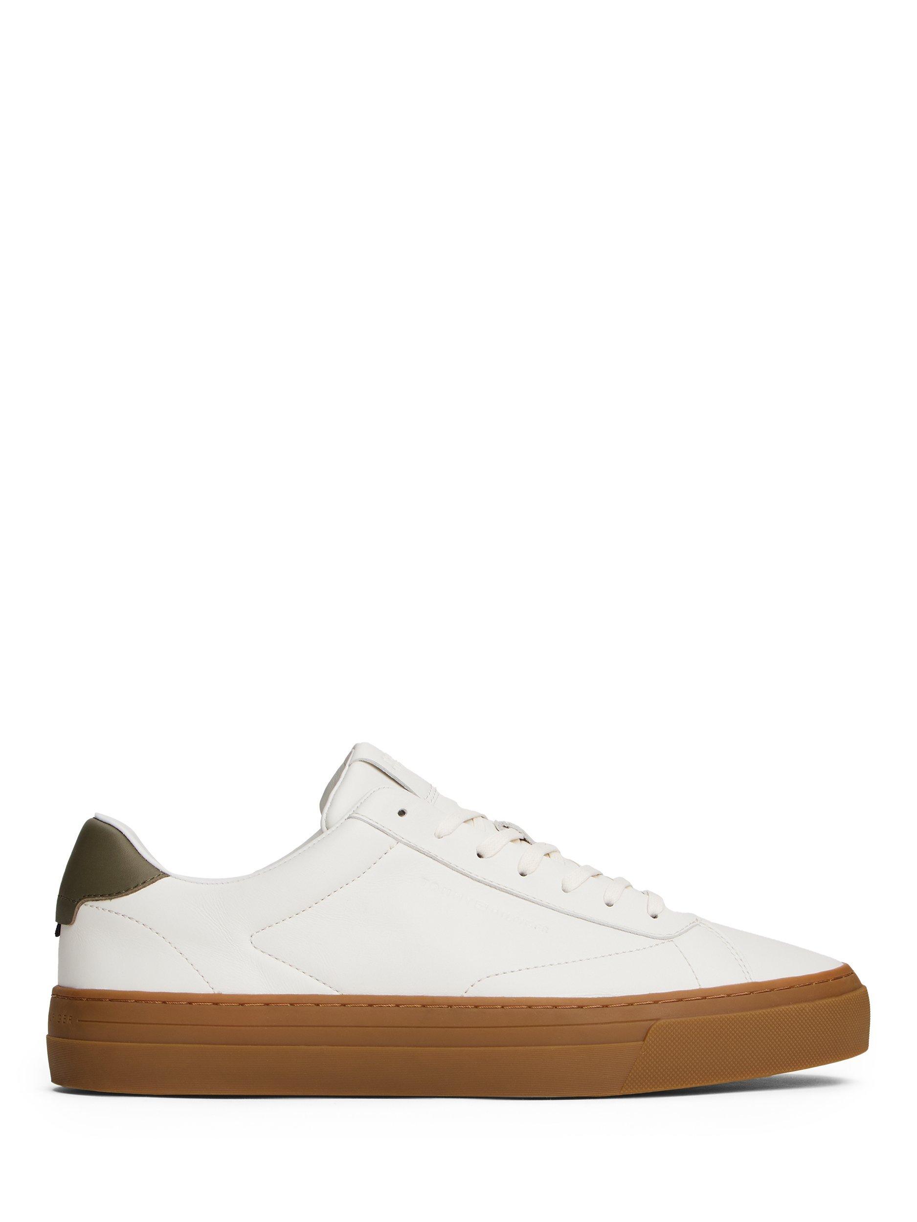 Product image 1 of 6, which shows Tommy Hilfiger Lace Up Leather Trainers, Ecru, 6|6.5