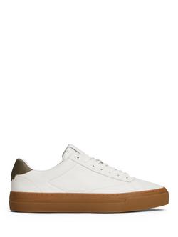 Tommy Hilfiger Lace Up Leather Trainers, Ecru
