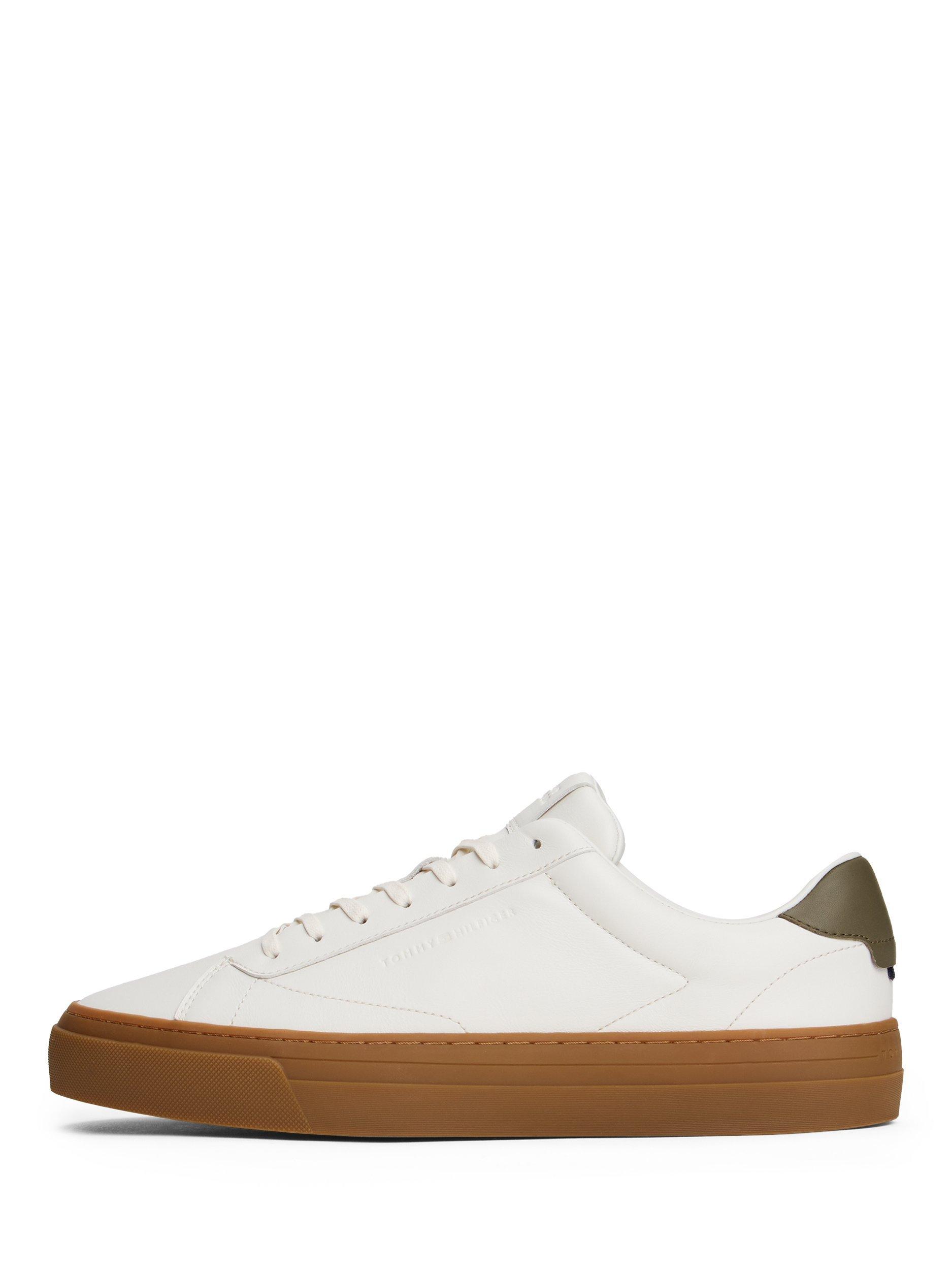Product image 4 of 6, which shows Tommy Hilfiger Lace Up Leather Trainers, Ecru, 6|6.5