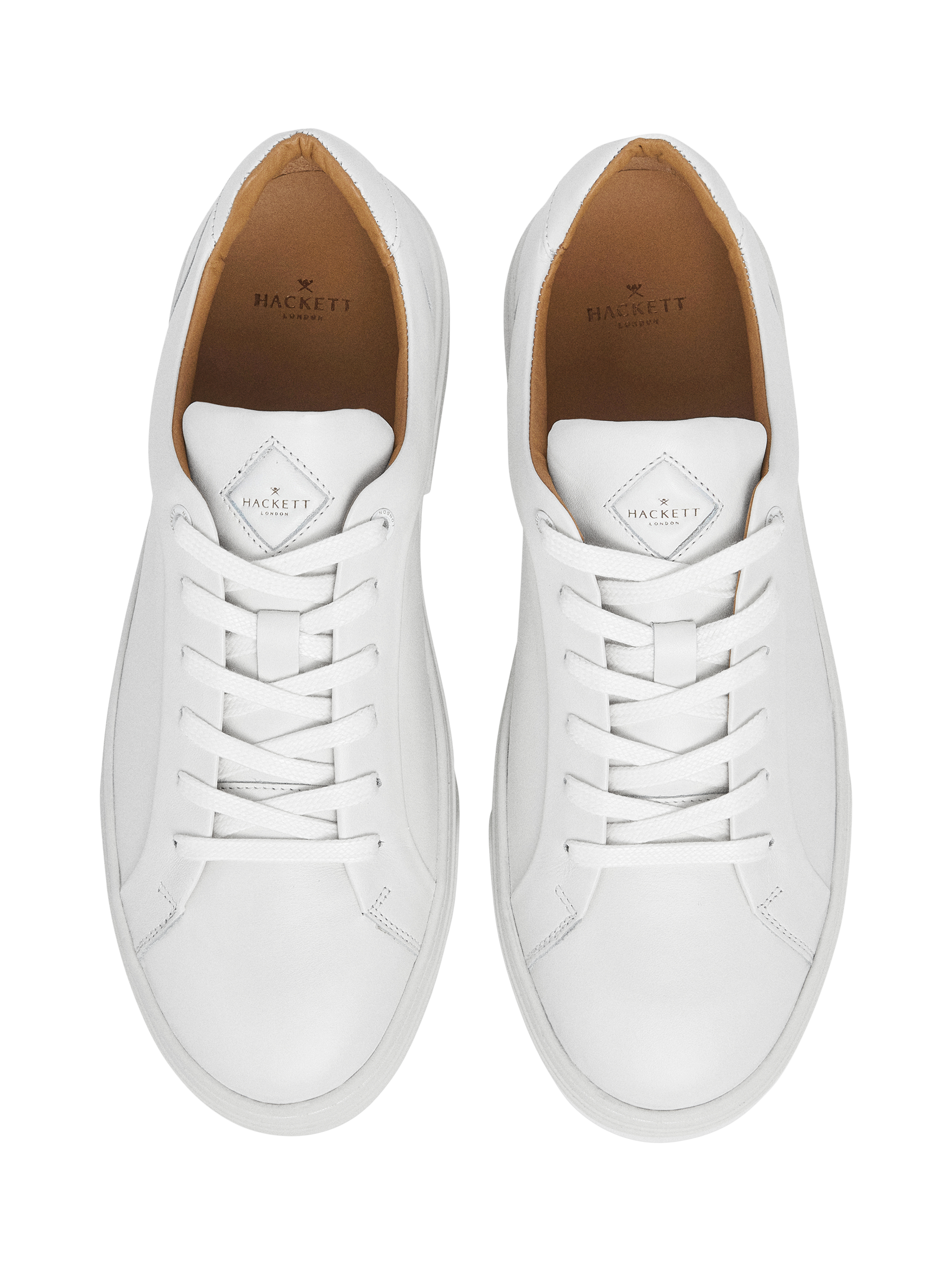 Product image 2 of 6, which shows Hackett London Lace Up Leather Trainers, White, 11