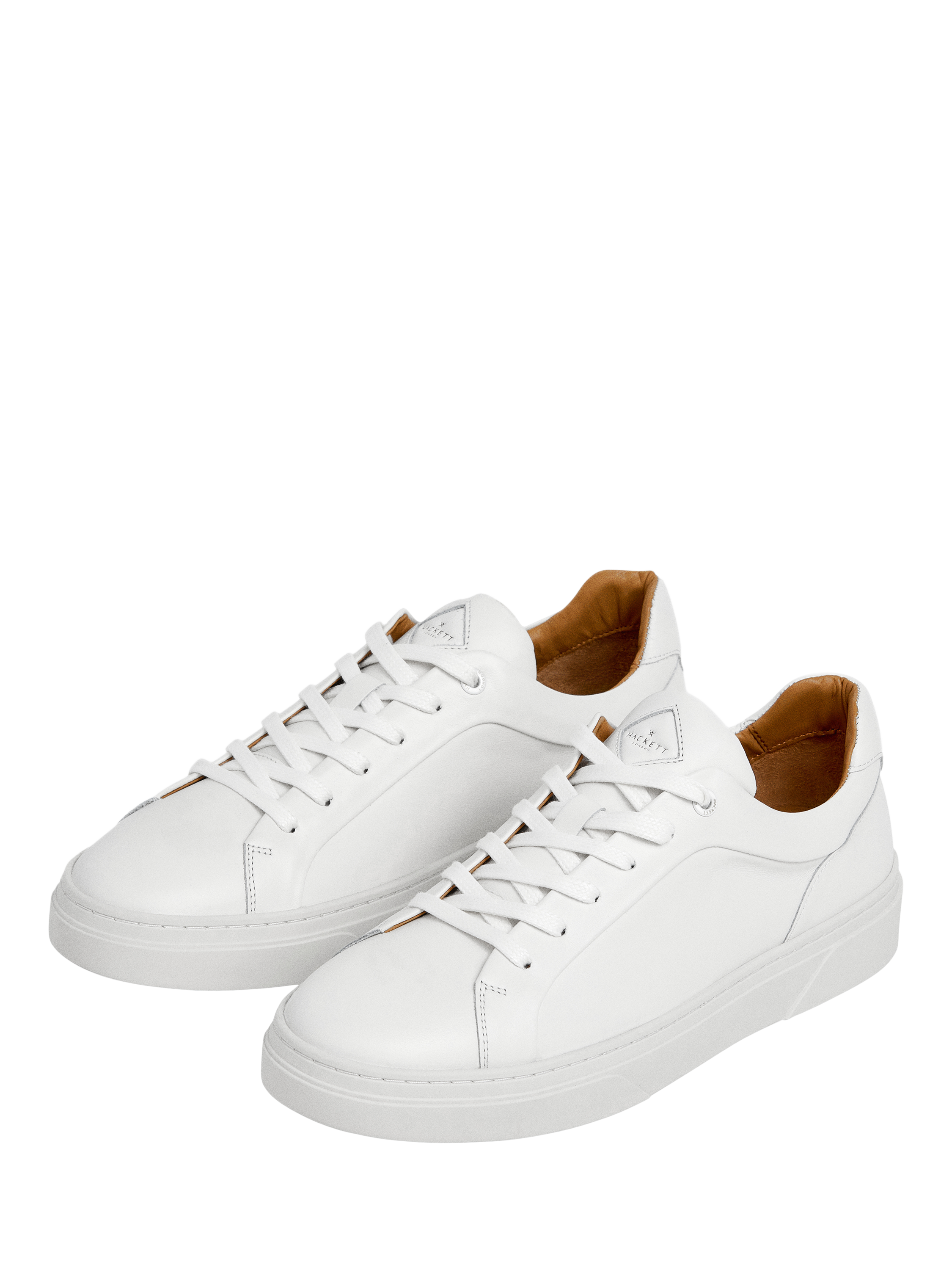 Product image 3 of 6, which shows Hackett London Lace Up Leather Trainers, White, 11