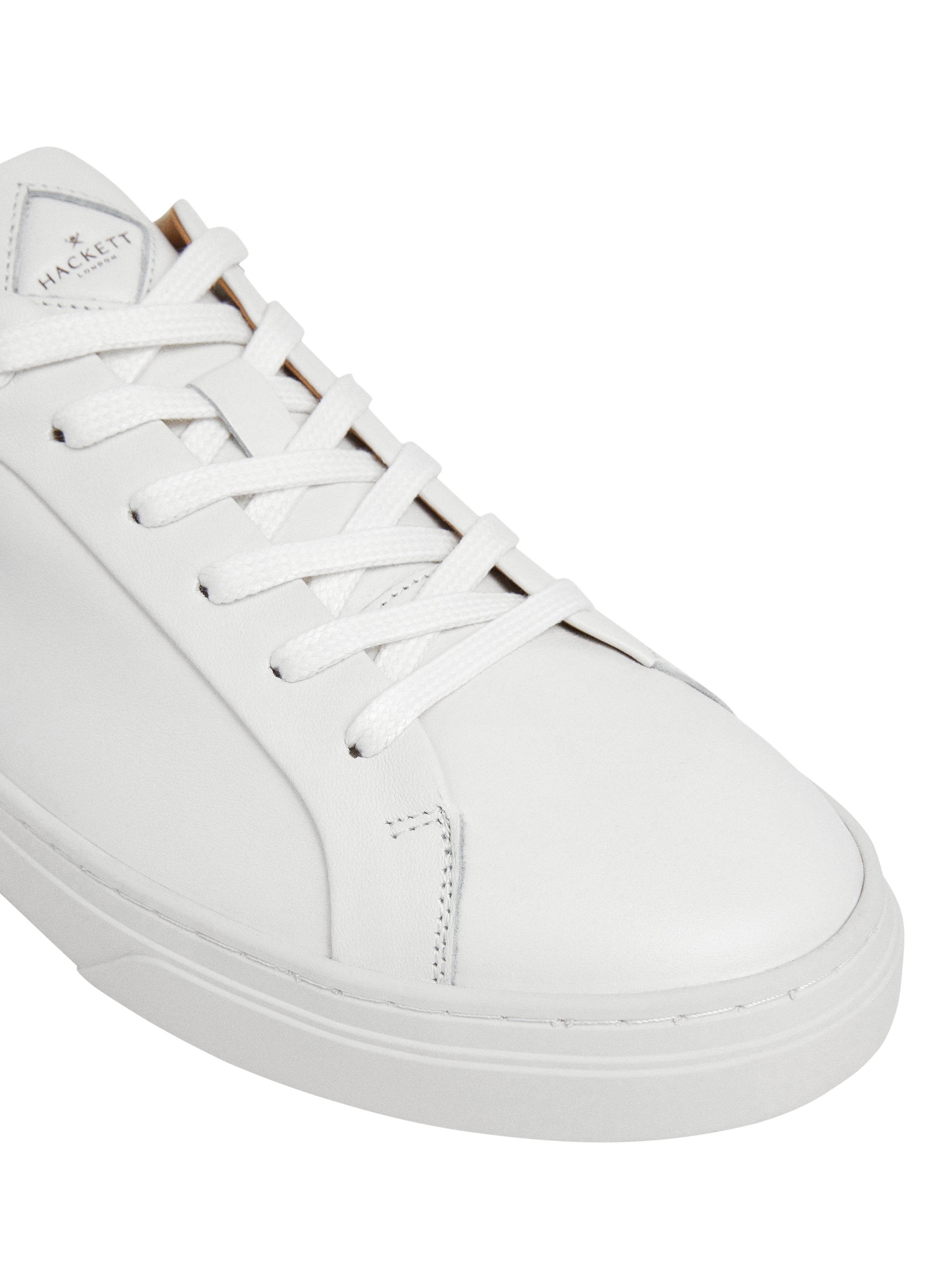 Product image 5 of 6, which shows Hackett London Lace Up Leather Trainers, White, 11