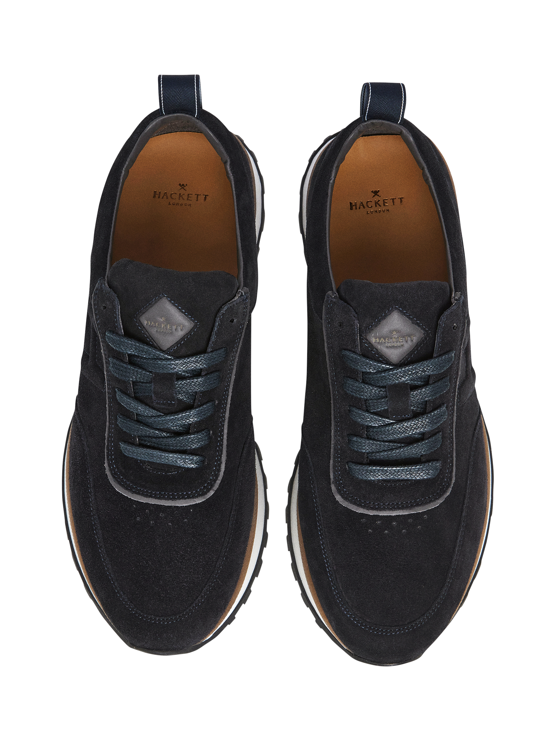 Product image 2 of 6, which shows Hackett London Chad Lace Up Suede Trainers, Navy, 11