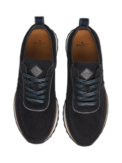 Hackett London Chad Lace Up Suede Trainers - view 2, Navy