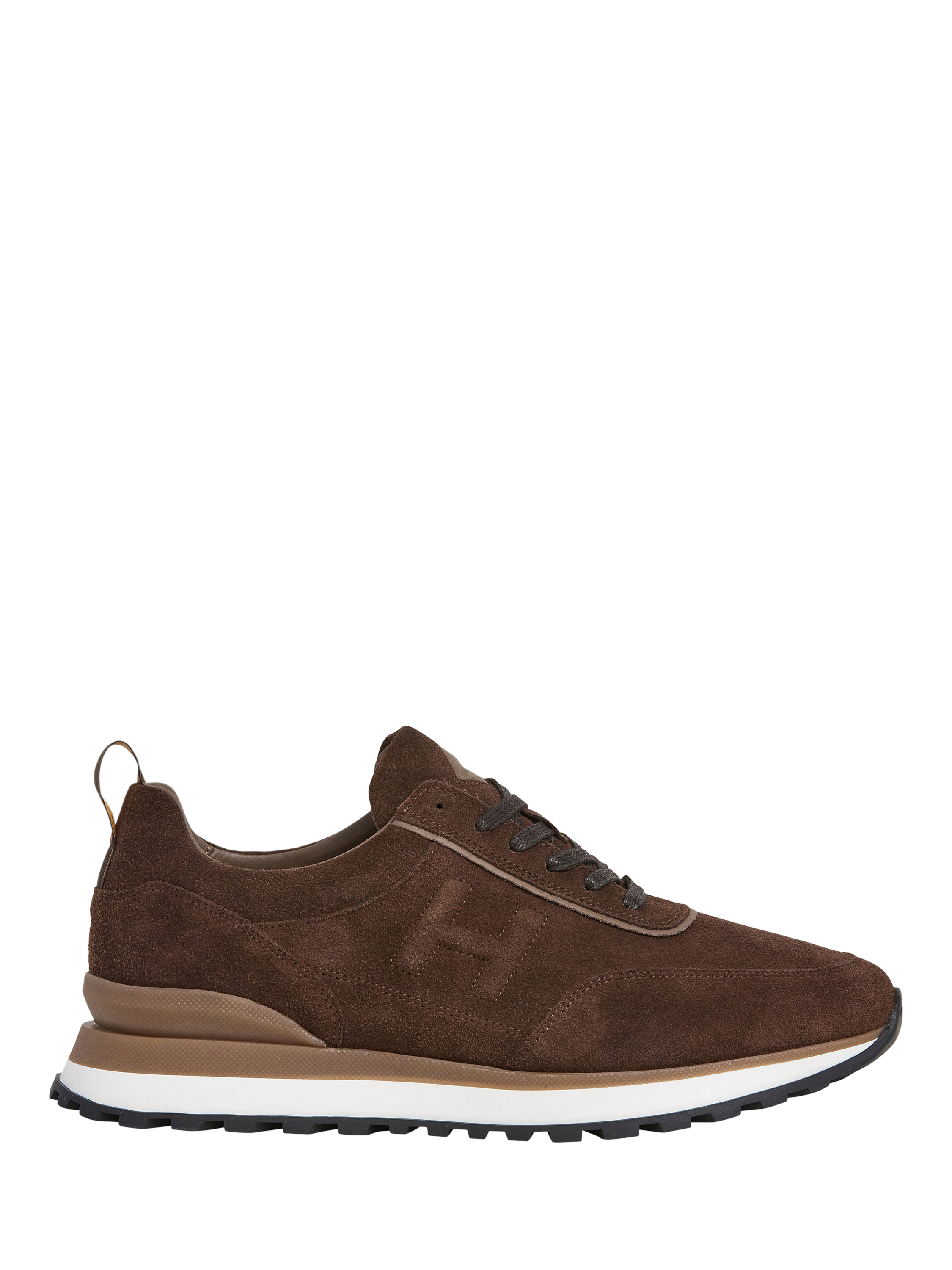 Product image 1 of 6, which shows Hackett London Chad Lace Up Suede Trainers, Bark Brown, 6