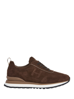 Hackett London Chad Lace Up Suede Trainers, Bark Brown