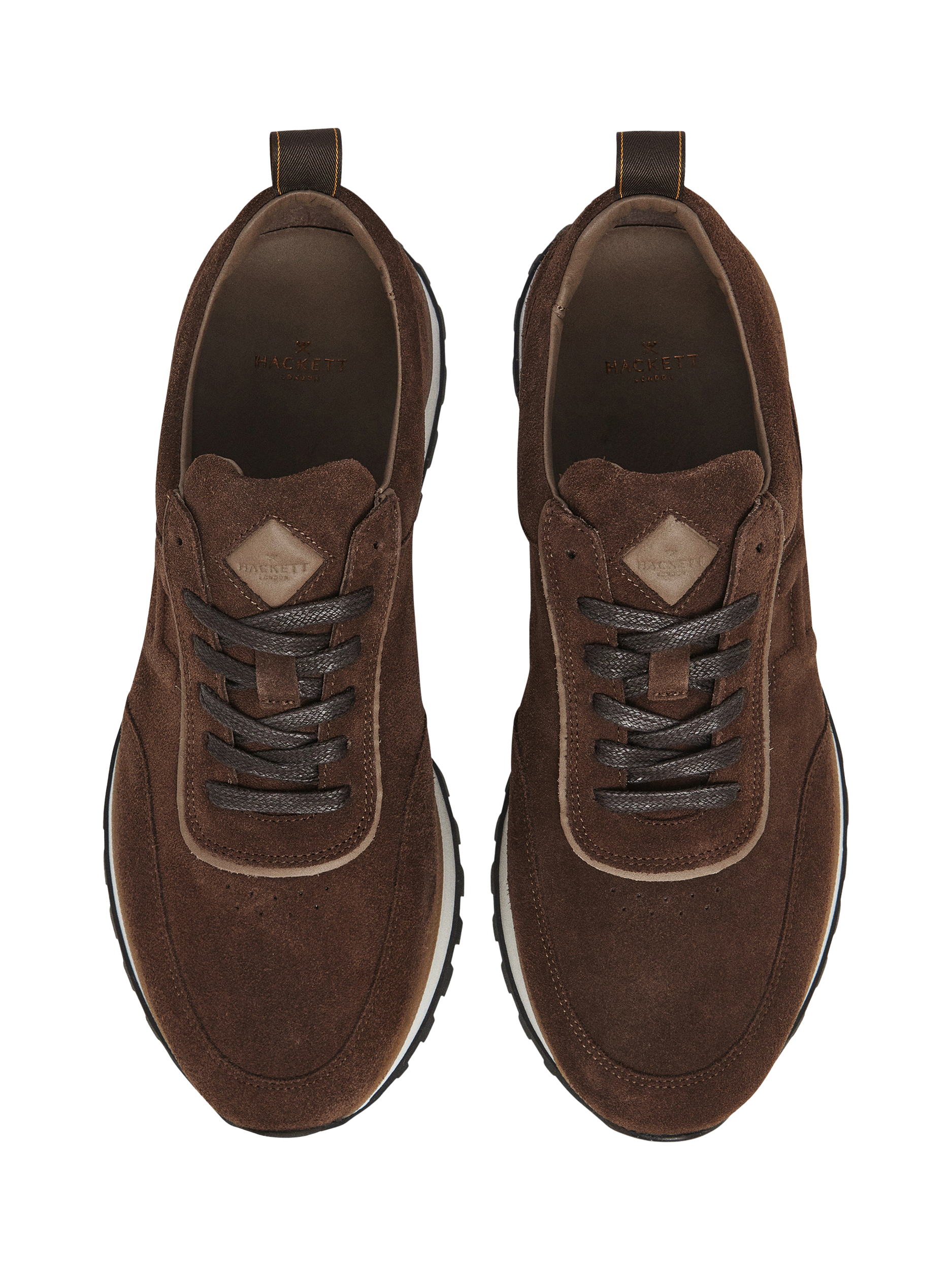 Product image 2 of 6, which shows Hackett London Chad Lace Up Suede Trainers, Bark Brown, 6