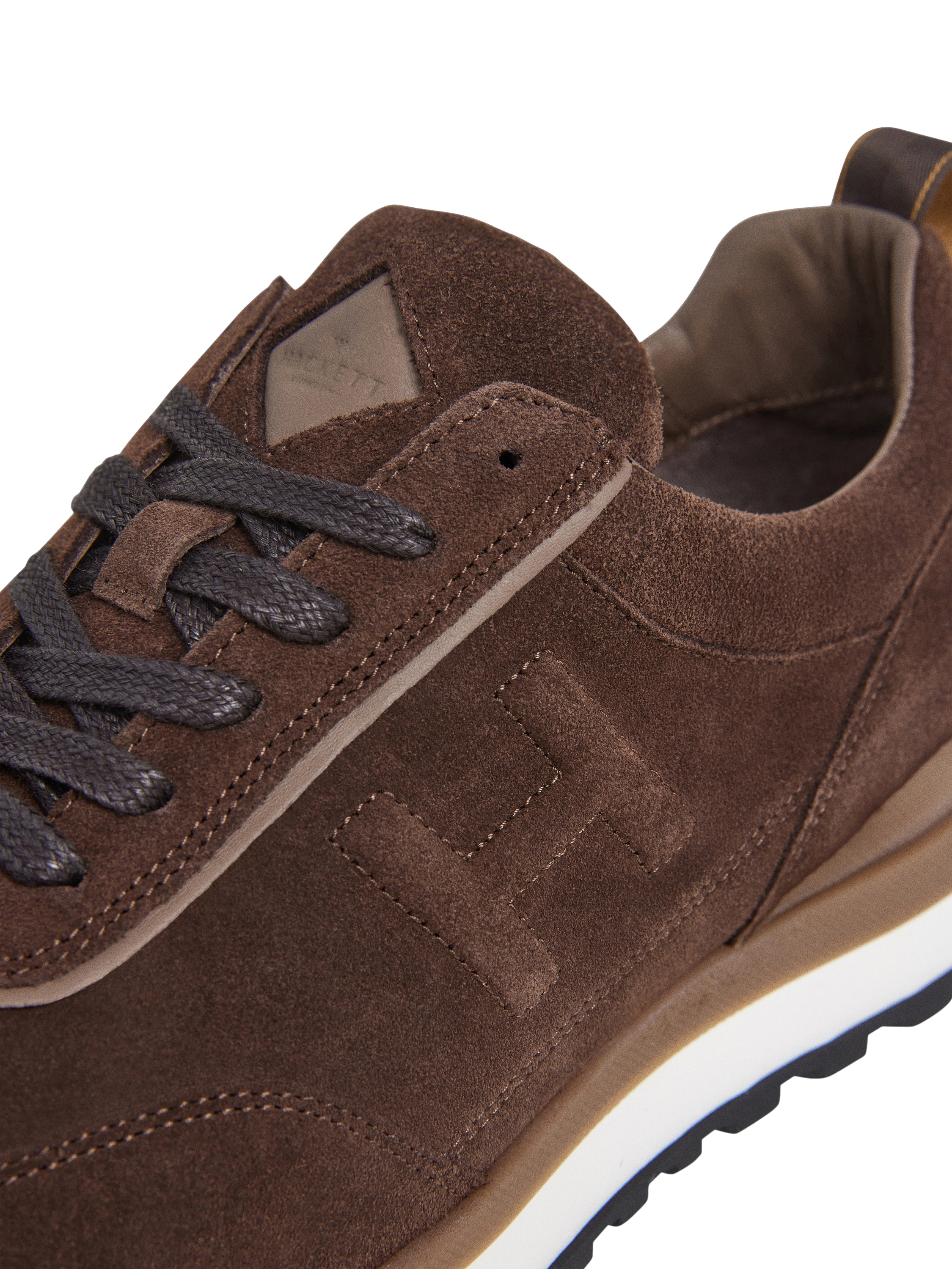 Product image 5 of 6, which shows Hackett London Chad Lace Up Suede Trainers, Bark Brown, 6