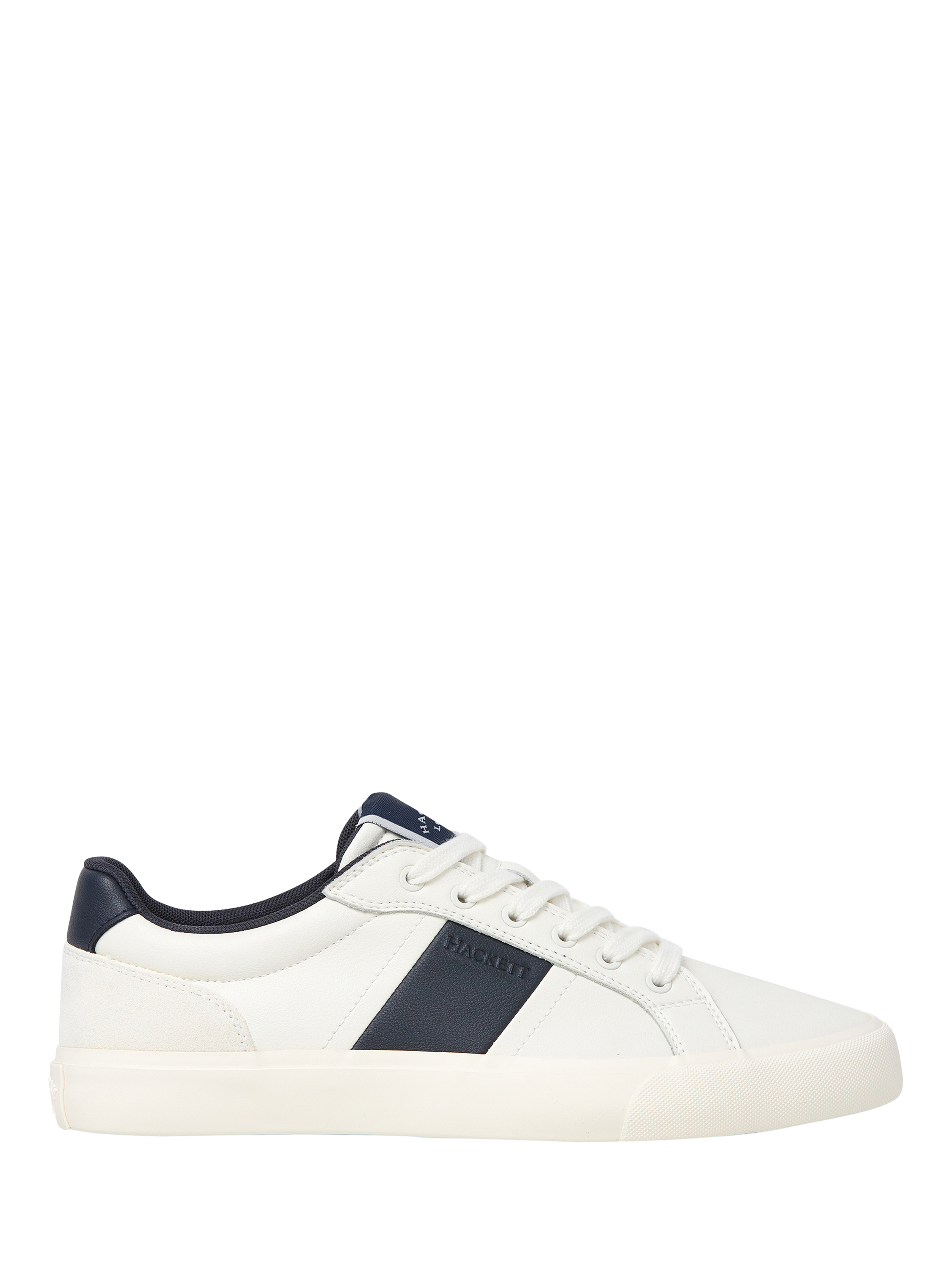 Product image 1 of 6, which shows Hackett London Blake Leather Trainers, White/Blue, 6