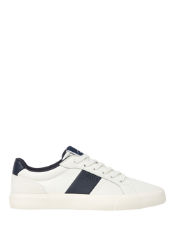 Hackett London Blake Leather Trainers, White/Blue, White/Blue