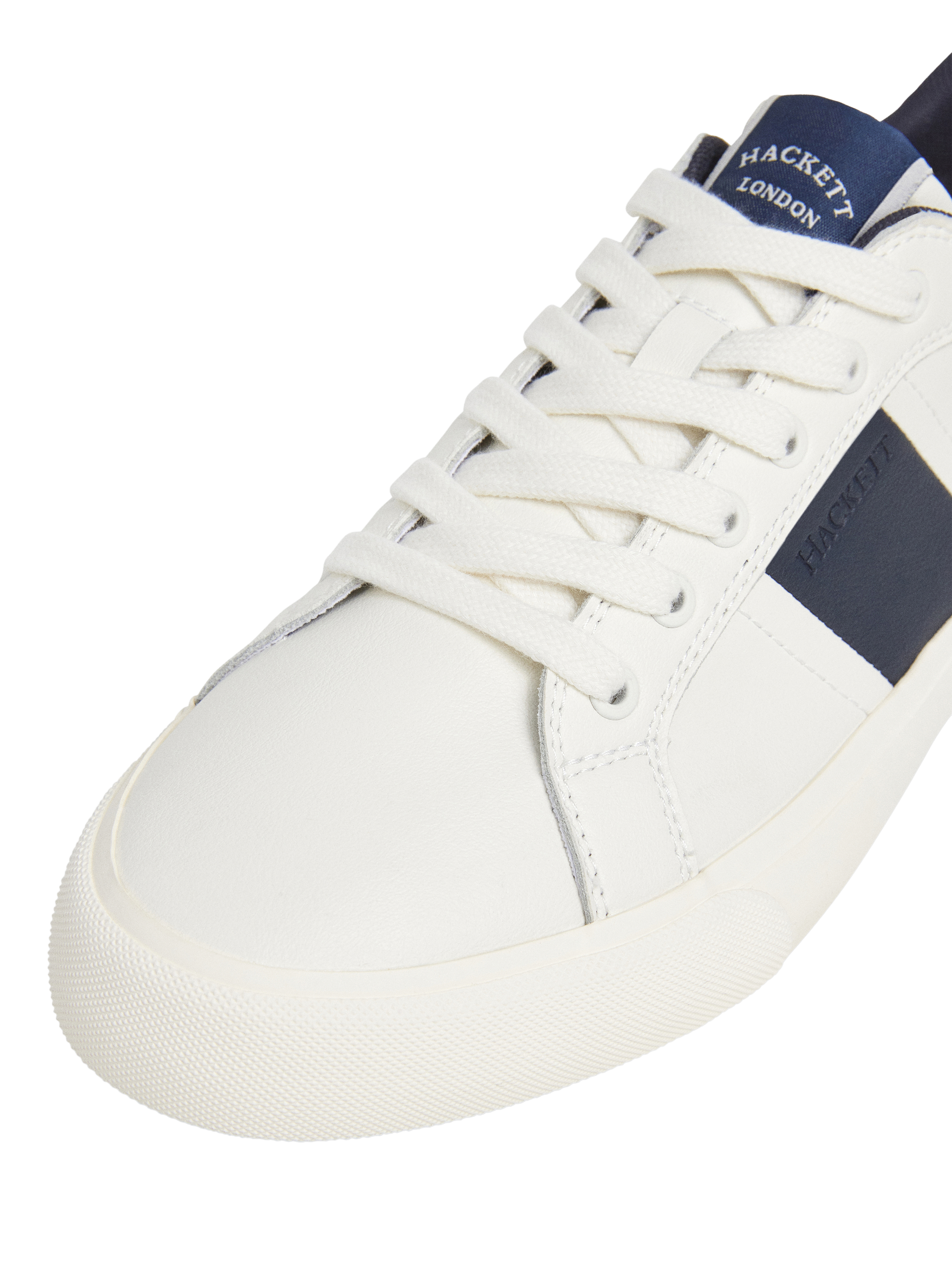 Product image 5 of 6, which shows Hackett London Blake Leather Trainers, White/Blue, 6